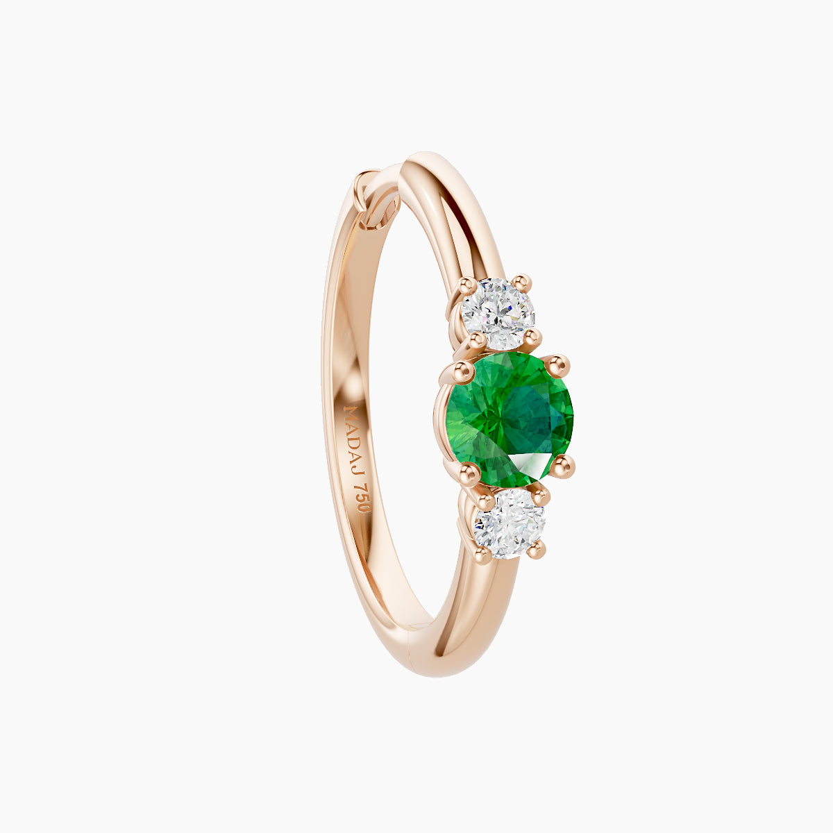 Grace | 18k Rose Gold 11 mm Trilogy Round Emerald & Diamond Hoop Piercing