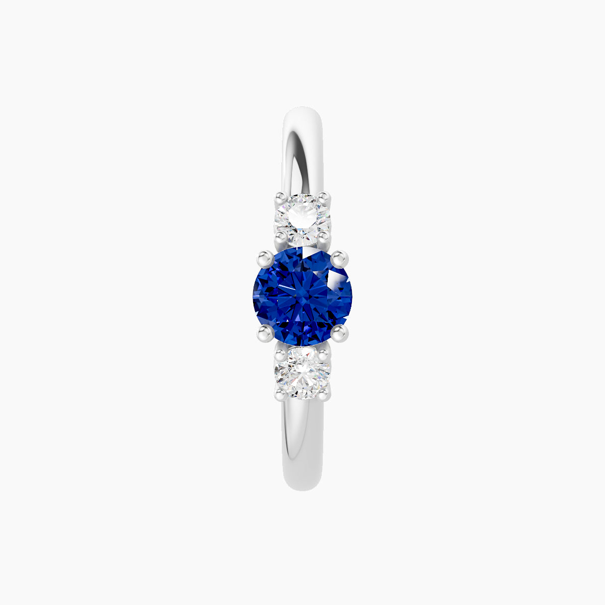 Grace | 18k White Gold 11 mm Trilogy Round Sapphire & Diamond Hoop Piercing