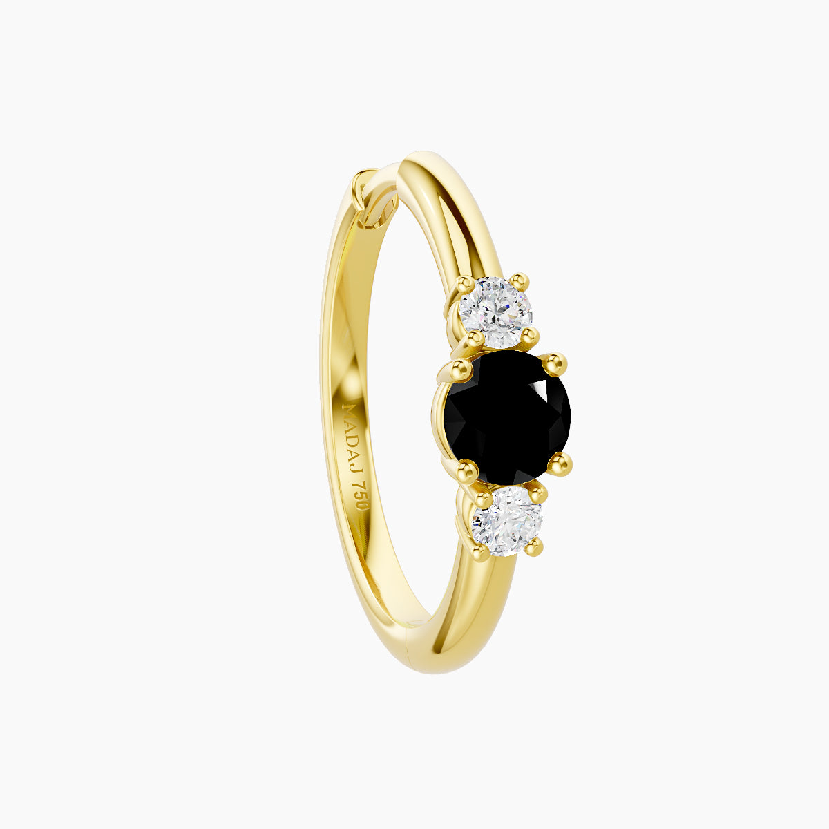 Grace | 18k Yellow Gold 11 mm Trilogy Round Black Diamond & Diamond Hoop Piercing