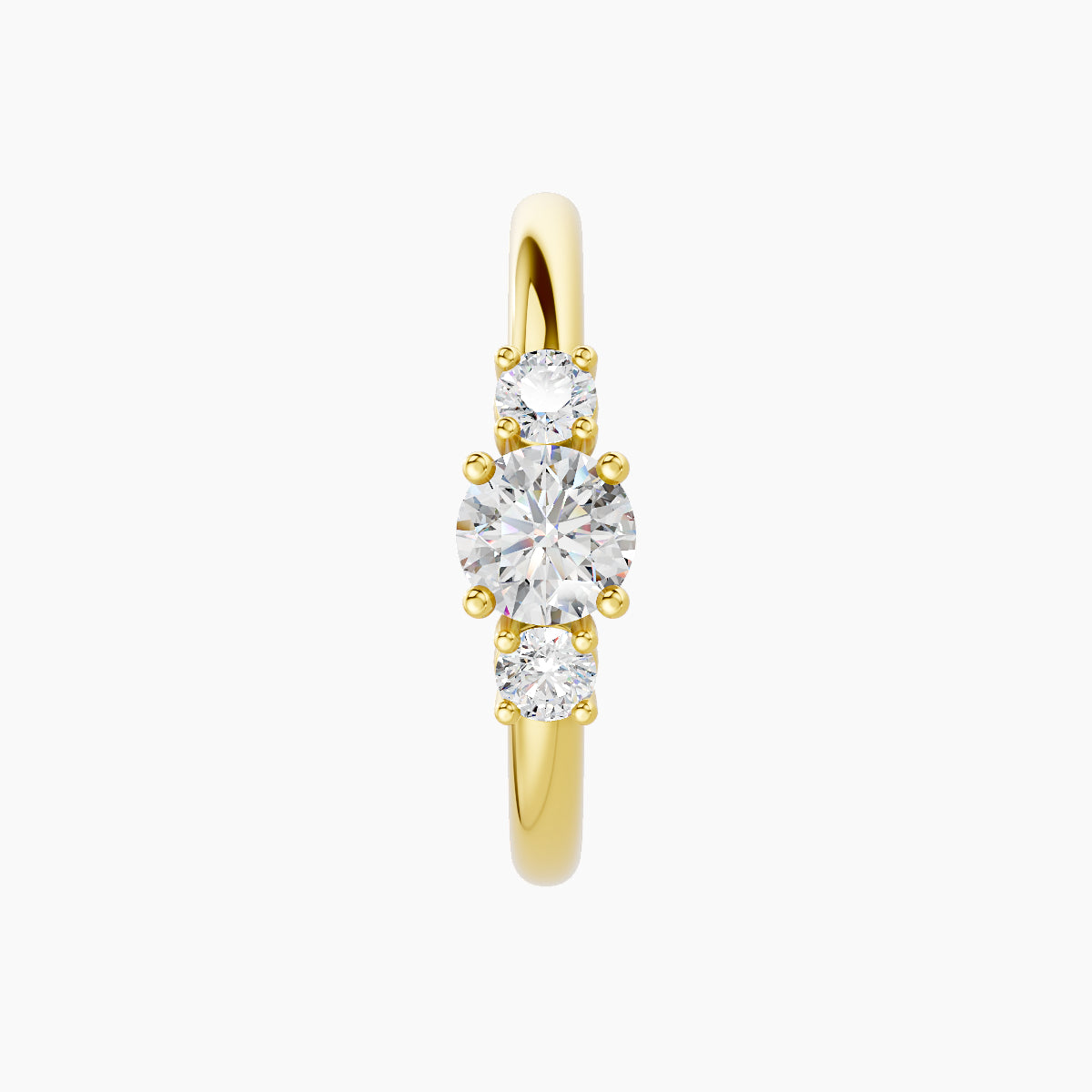 Grace | 18k Yellow Gold 11 mm Trilogy Round Diamond Hoop Piercing
