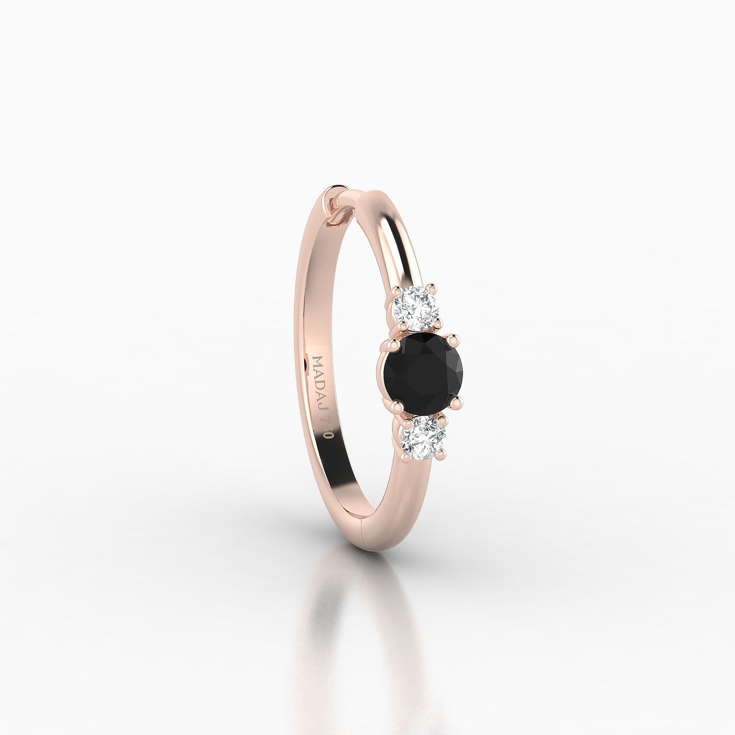 Grace | 18k Rose Gold 11 mm Trilogy Round Black Diamond & Diamond Hoop Piercing