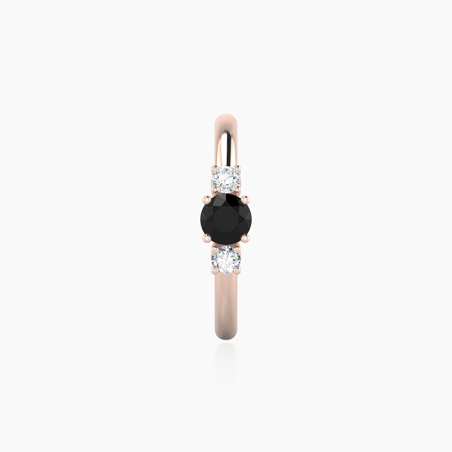 Grace | 18k Rose Gold 11 mm Trilogy Round Black Diamond & Diamond Hoop Piercing