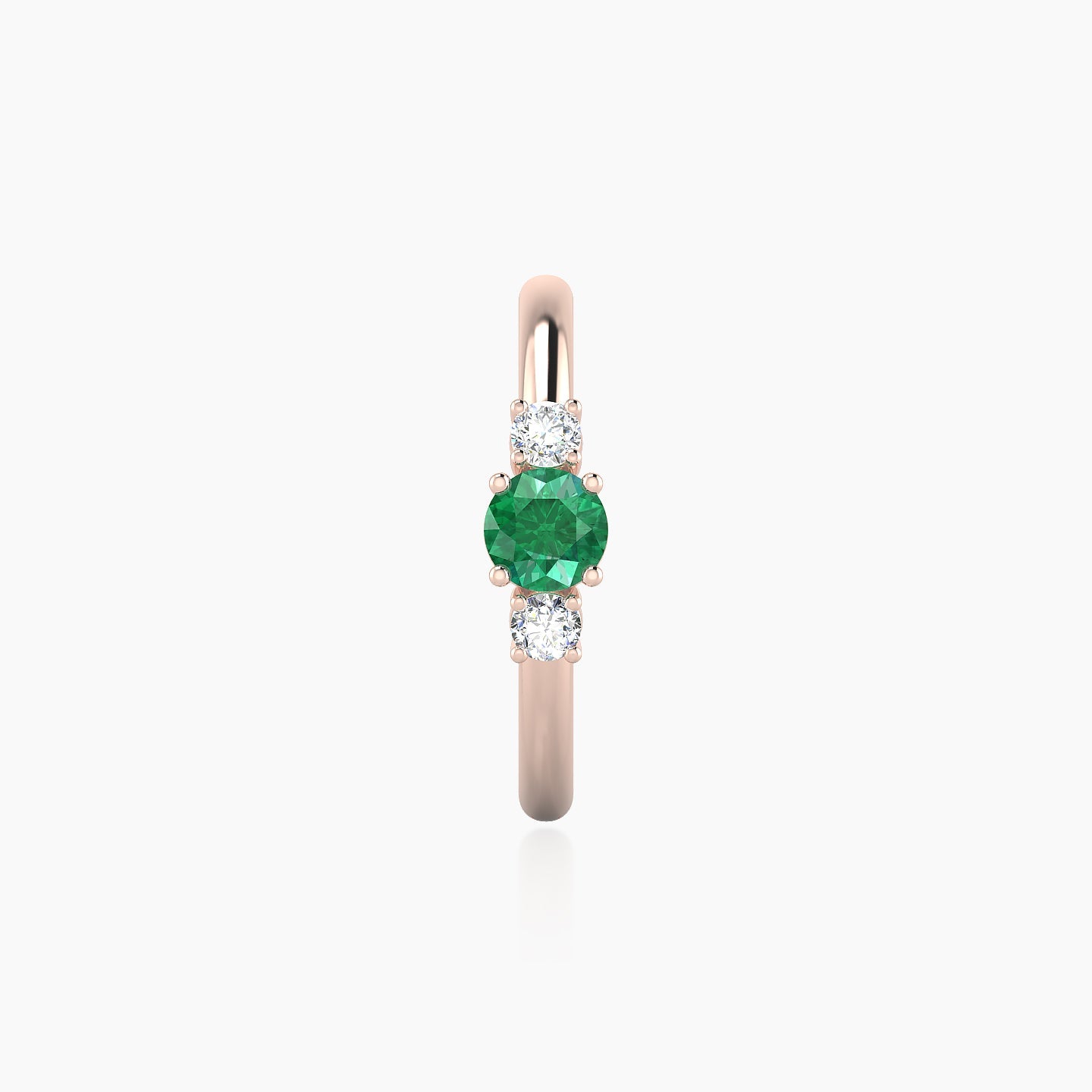 Grace | 18k Rose Gold 11 mm Trilogy Round Emerald & Diamond Hoop Piercing