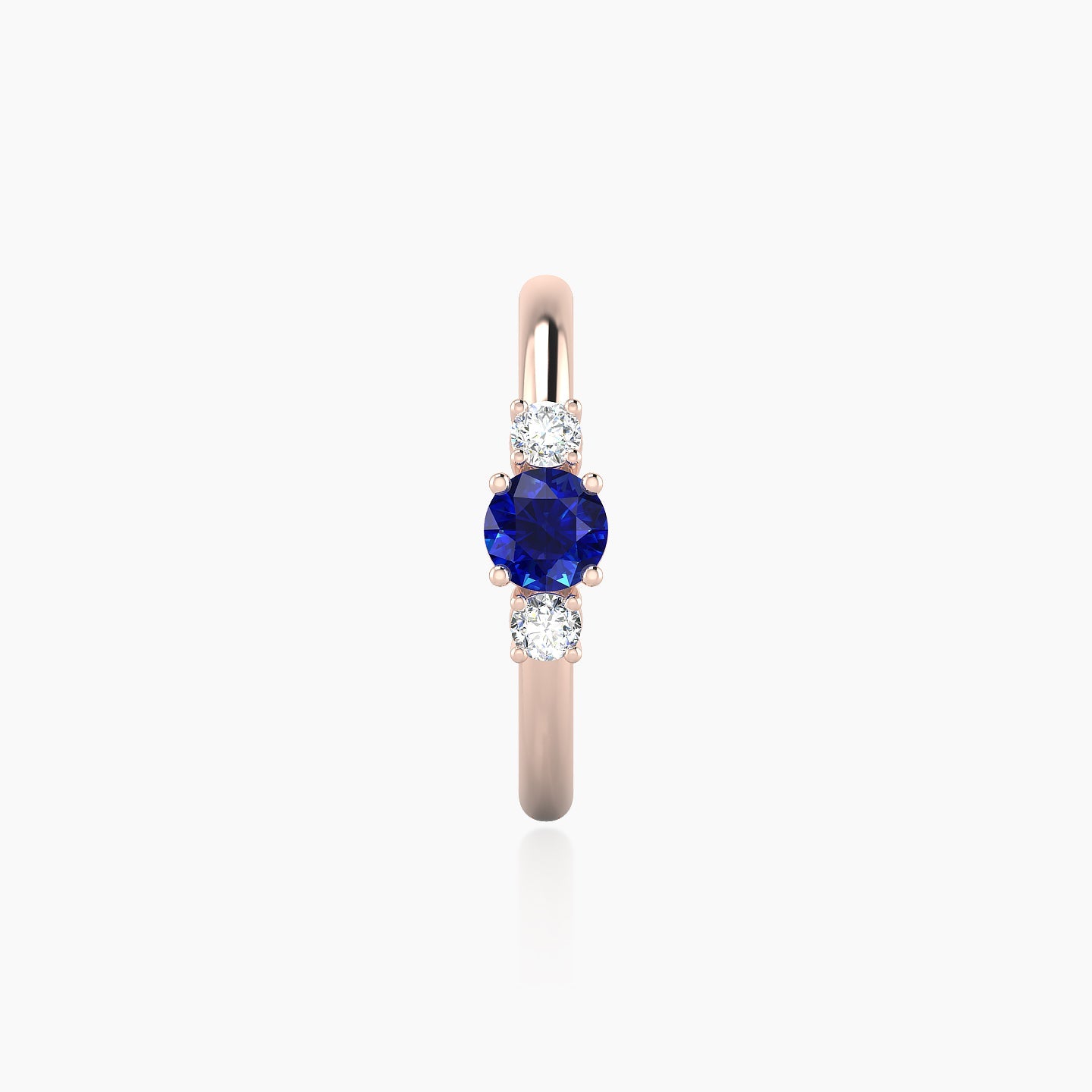 Grace | 18k Rose Gold 11 mm Trilogy Round Sapphire & Diamond Hoop Piercing