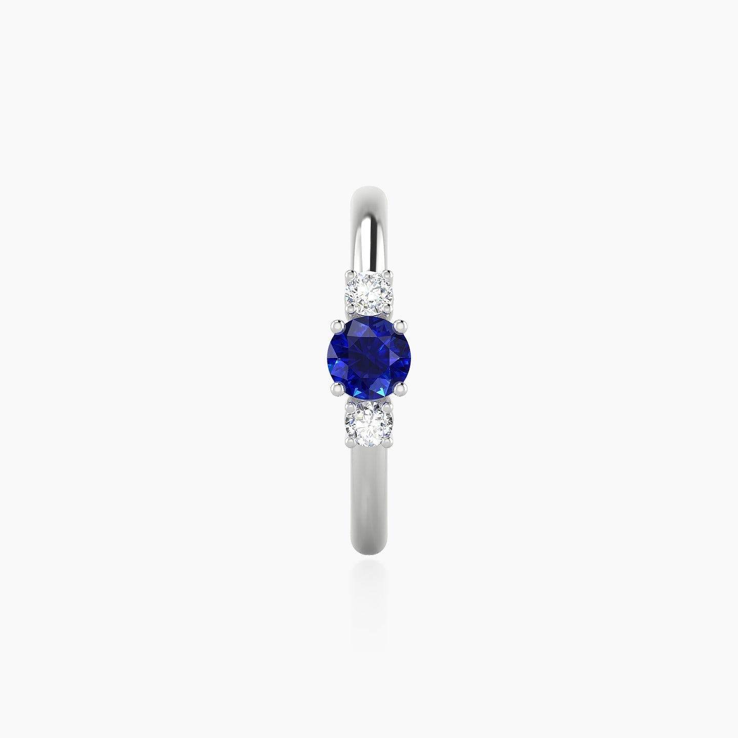 Grace | 18k White Gold 11 mm Trilogy Round Sapphire & Diamond Hoop Piercing