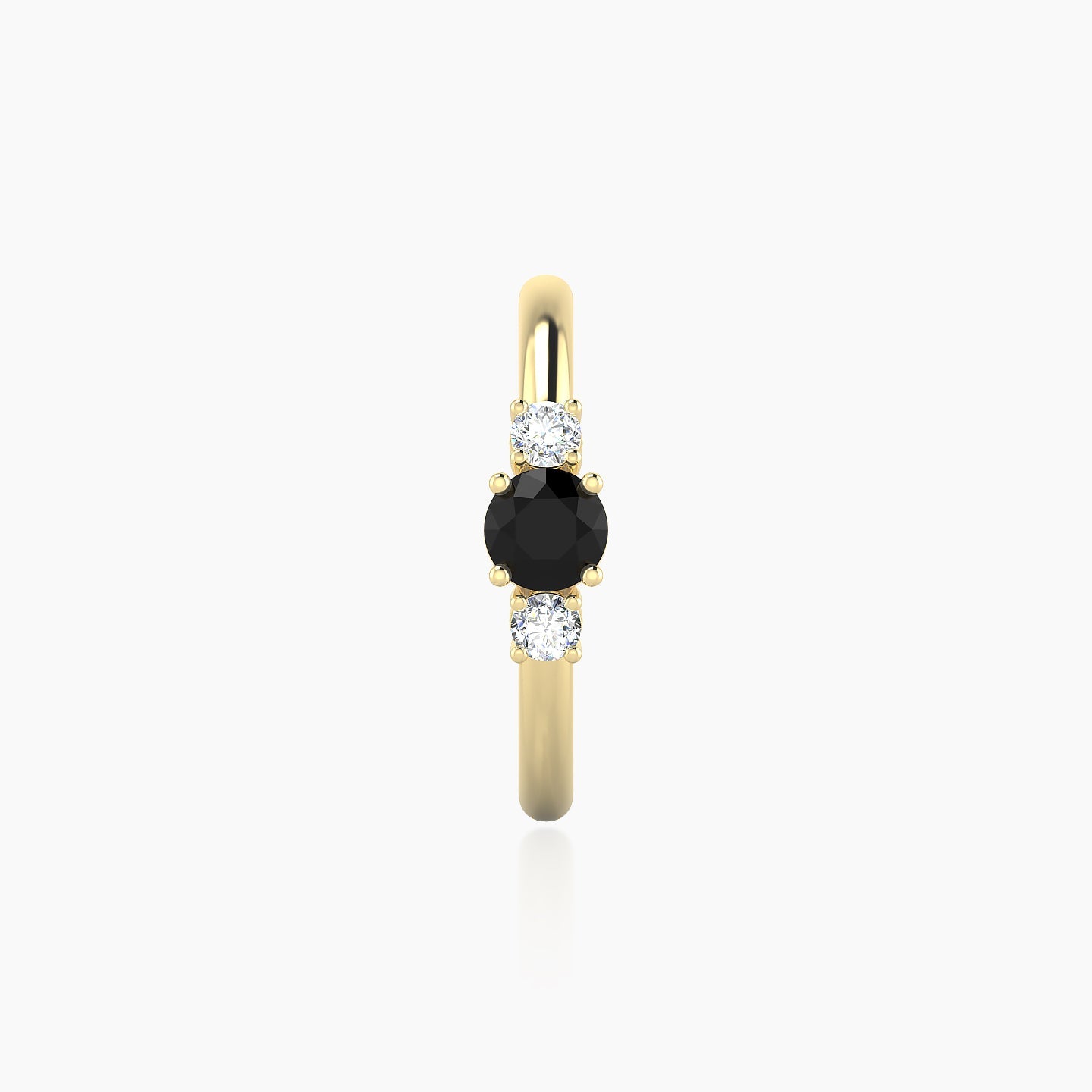 Grace | 18k Yellow Gold 11 mm Trilogy Round Black Diamond & Diamond Hoop Piercing