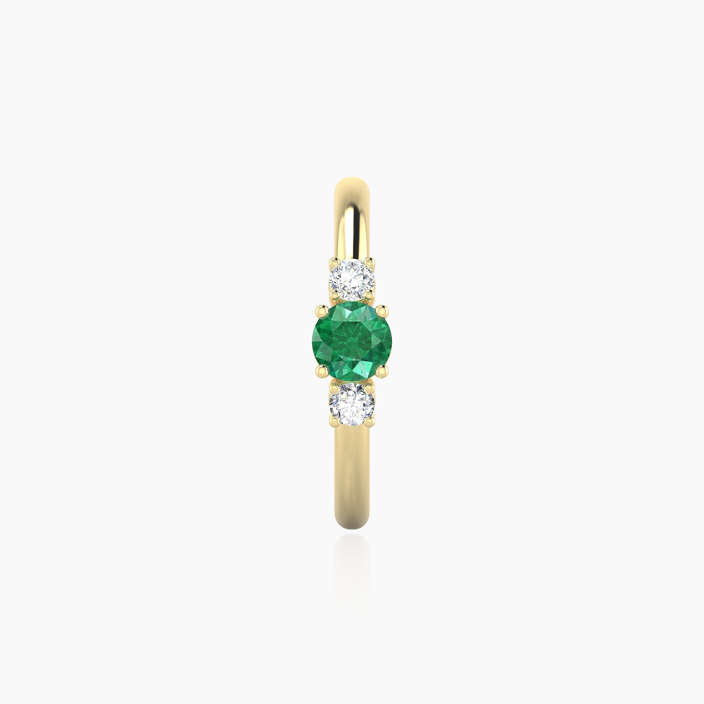 Grace | 18k Yellow Gold 11 mm Trilogy Round Emerald & Diamond Hoop Piercing