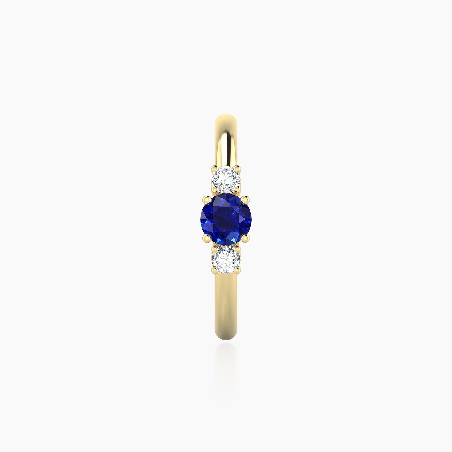 Grace | 18k Yellow Gold 11 mm Trilogy Round Sapphire & Diamond Hoop Piercing