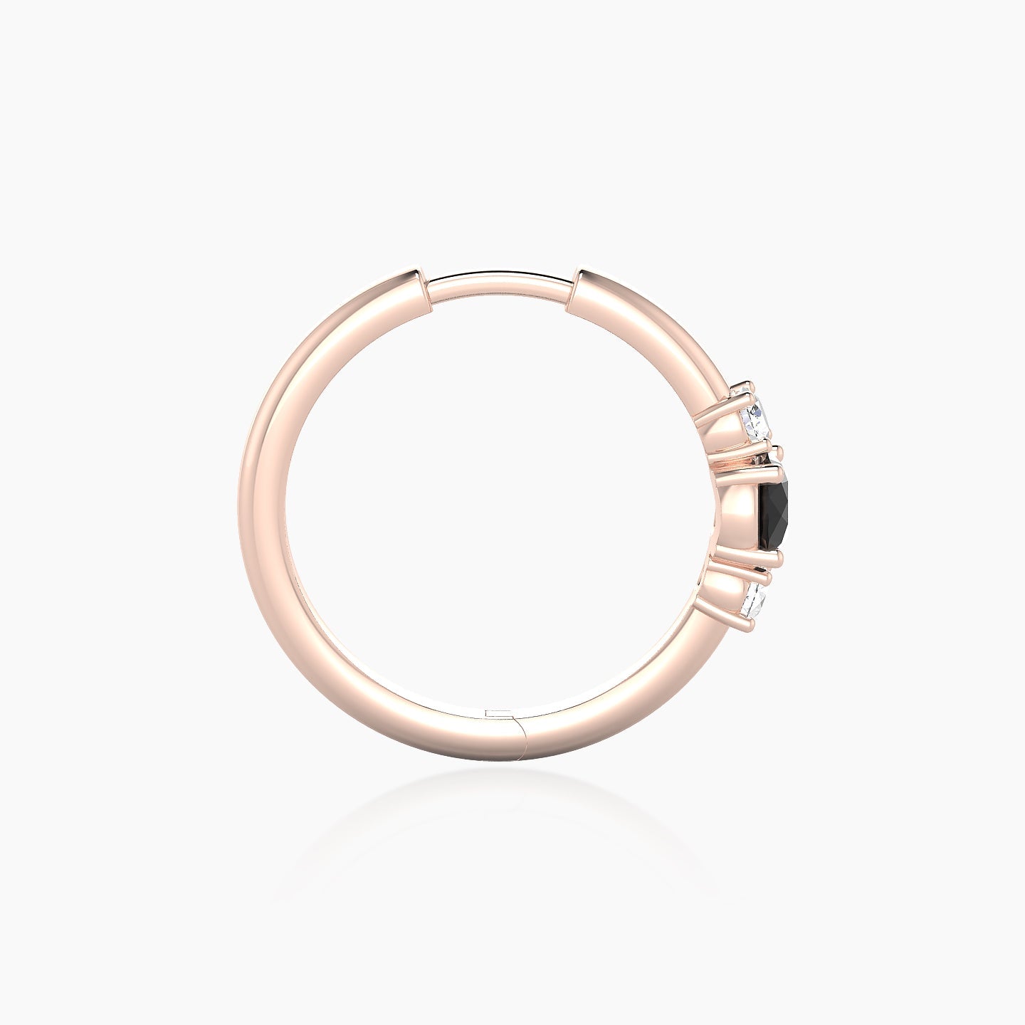 Grace | 18k Rose Gold 11 mm Trilogy Round Black Diamond & Diamond Hoop Piercing