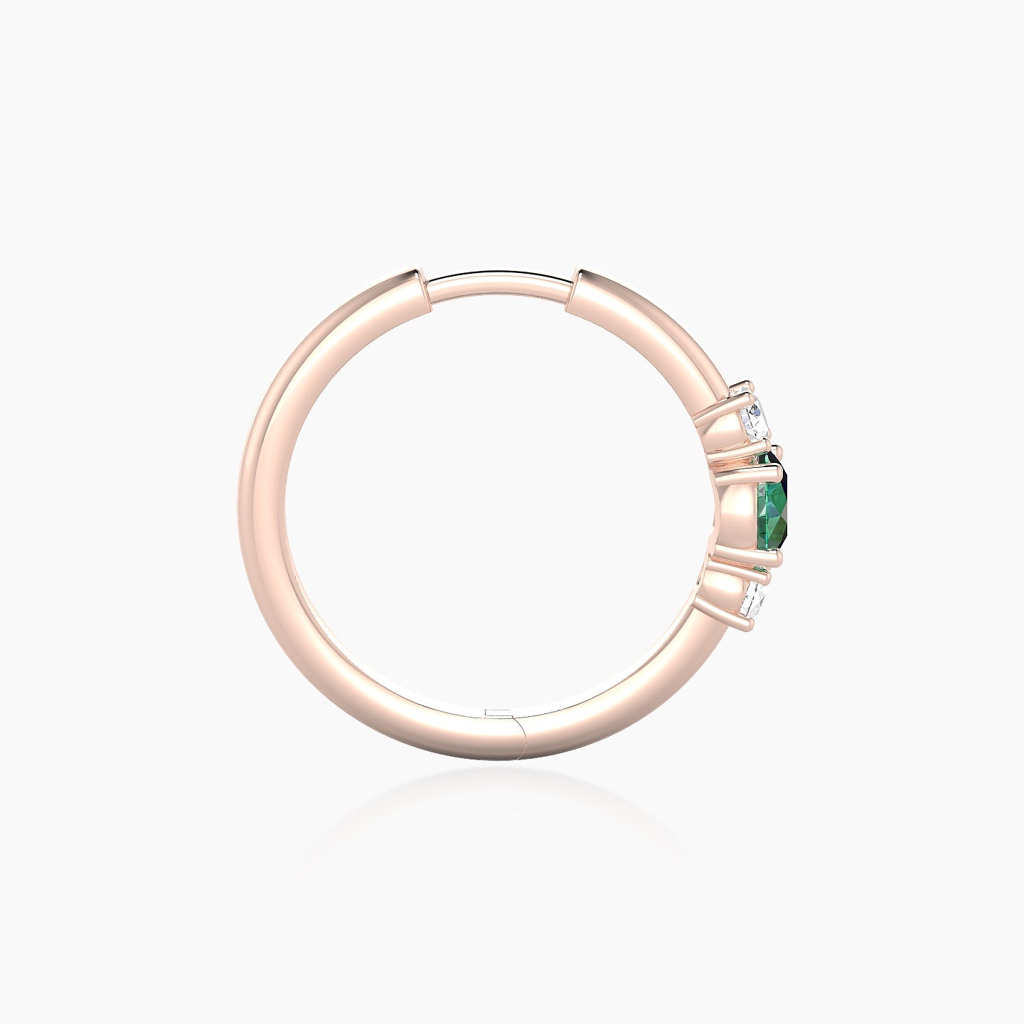 Grace | 18k Rose Gold 11 mm Trilogy Round Emerald & Diamond Hoop Piercing