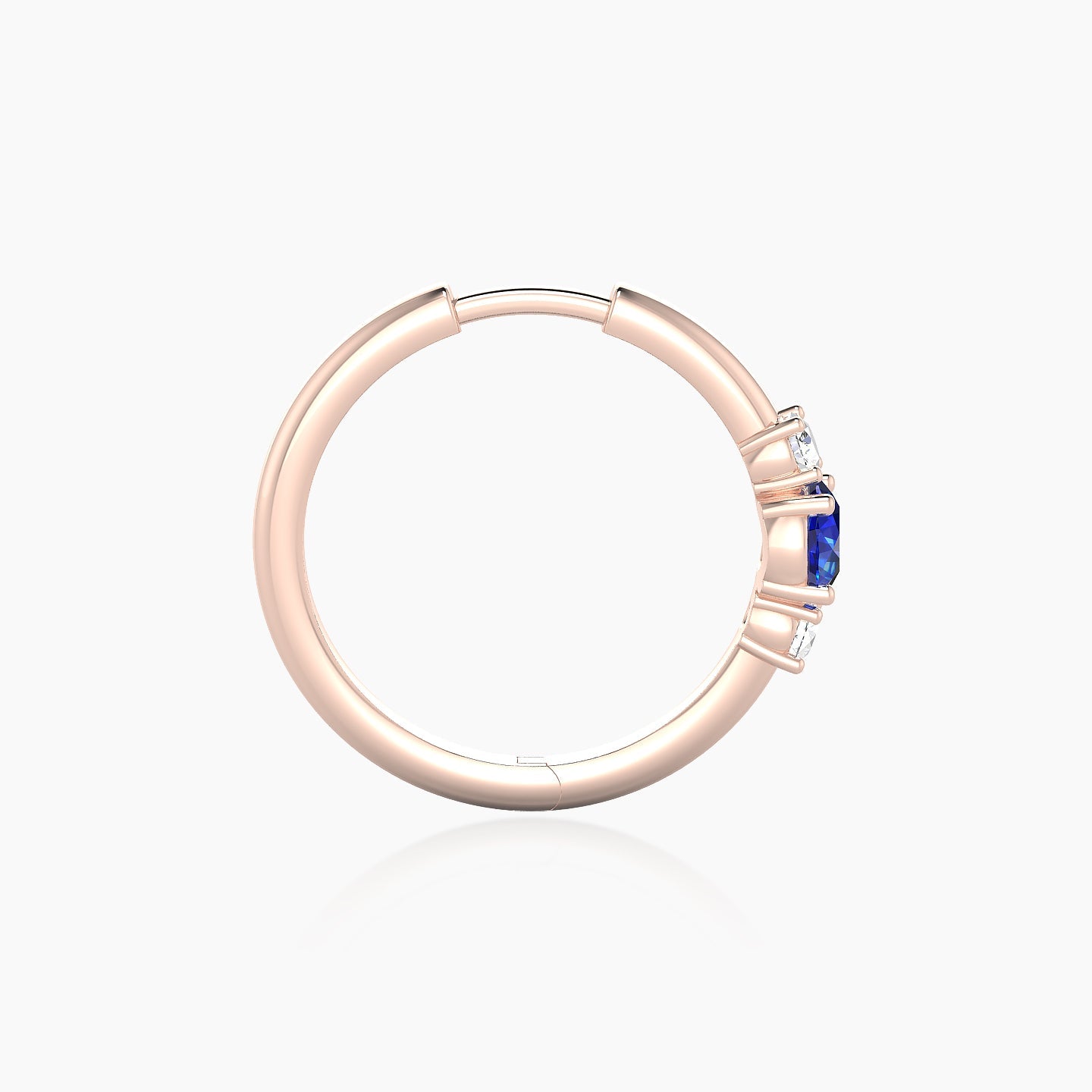 Grace | 18k Rose Gold 11 mm Trilogy Round Sapphire & Diamond Hoop Piercing