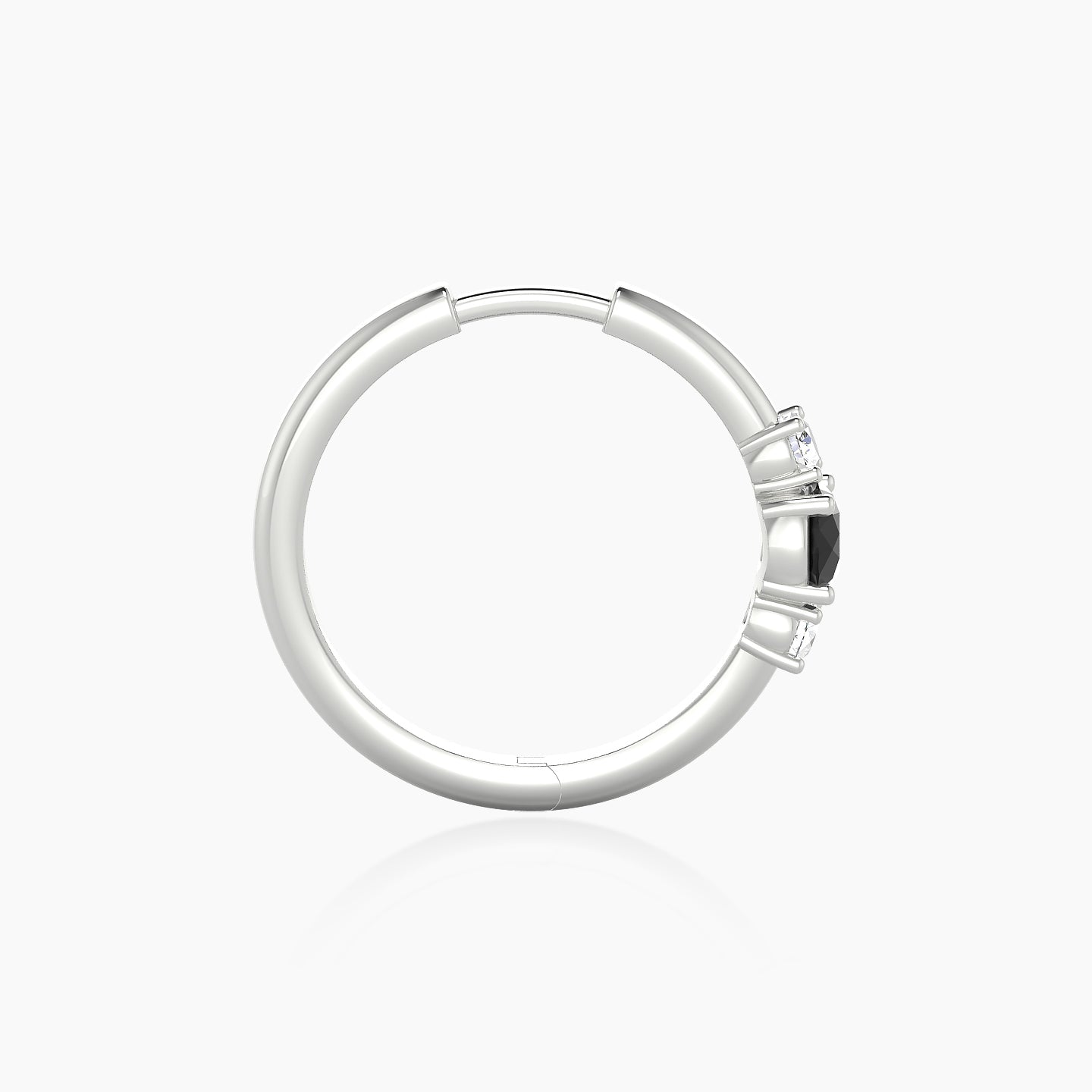 Grace | 18k White Gold 11 mm Trilogy Round Black Diamond & Diamond Hoop Piercing