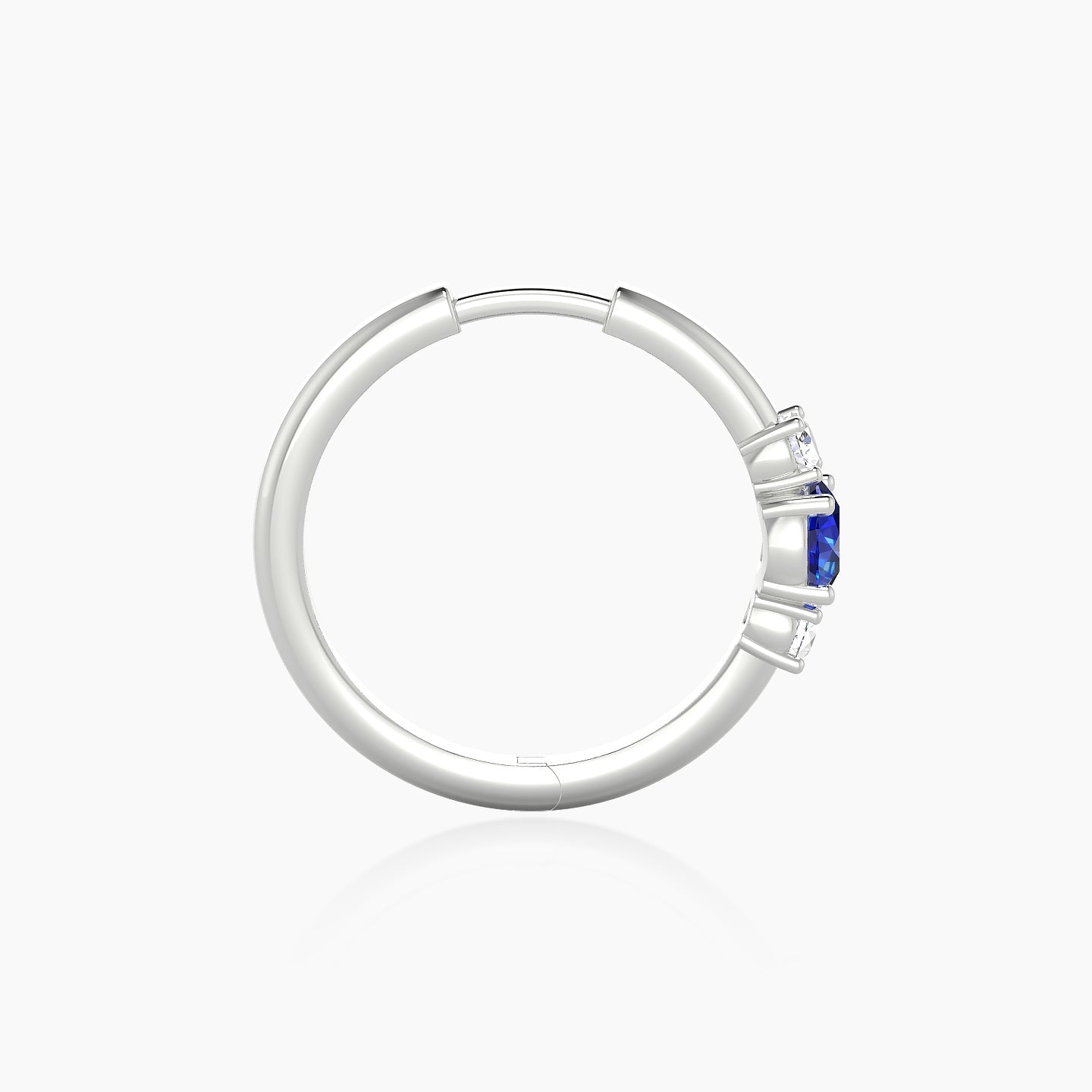 Grace | 18k White Gold 11 mm Trilogy Round Sapphire & Diamond Hoop Piercing