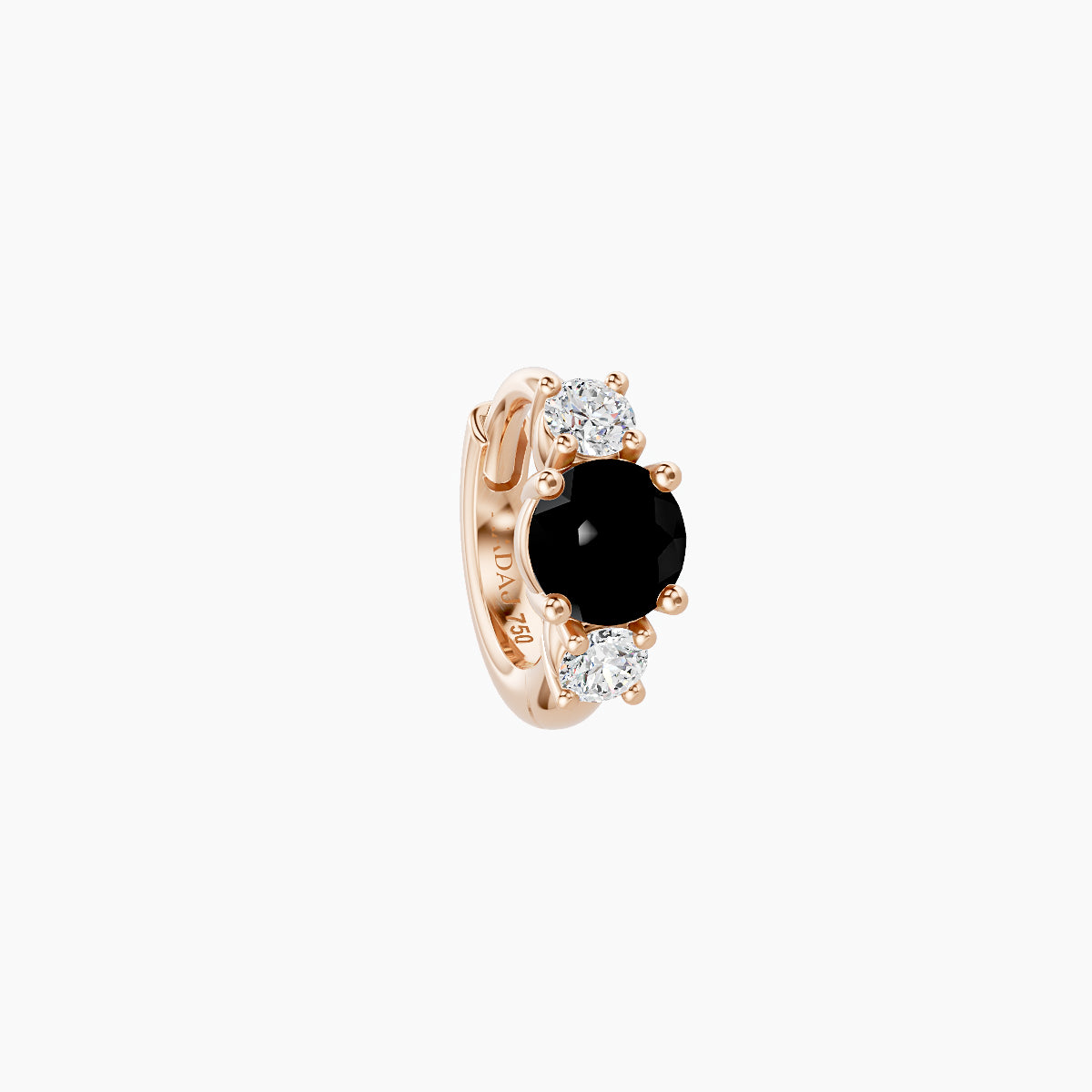 Grace | 18k Rose Gold 5 mm Trilogy Round Black Diamond & Diamond Hoop Piercing