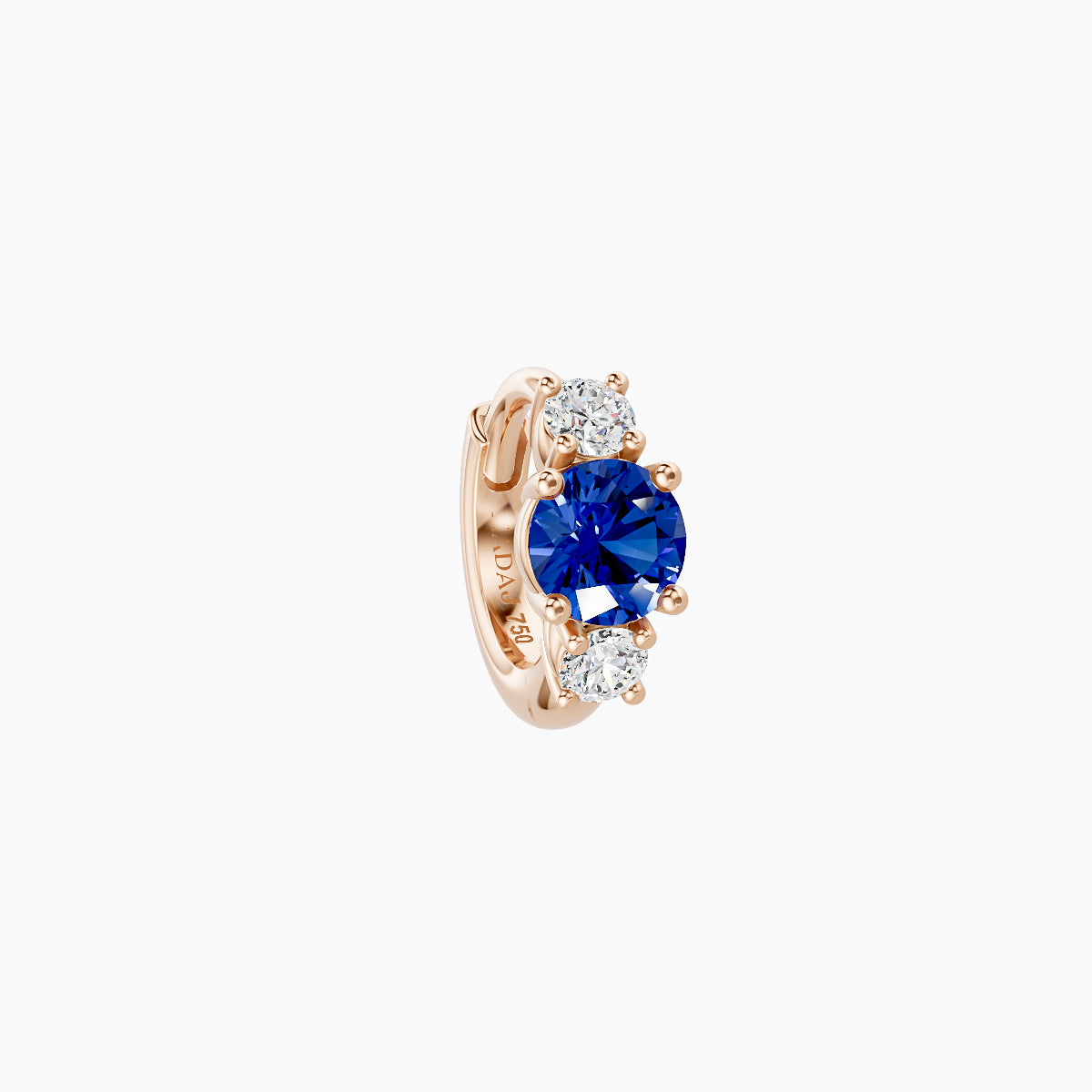 Grace | 18k Rose Gold 5 mm Trilogy Round Sapphire & Diamond Hoop Piercing