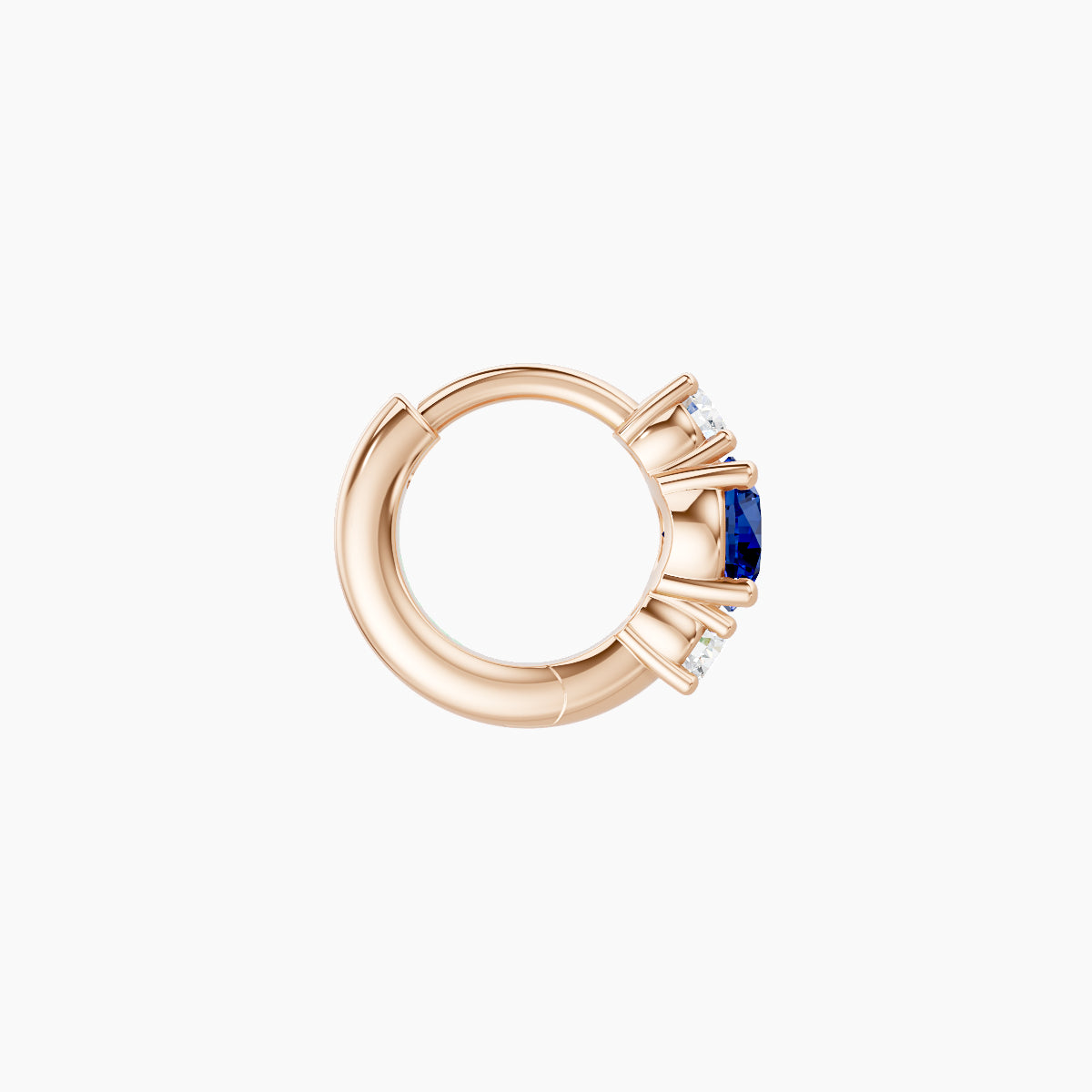 Grace | 18k Rose Gold 5 mm Trilogy Round Sapphire & Diamond Hoop Piercing