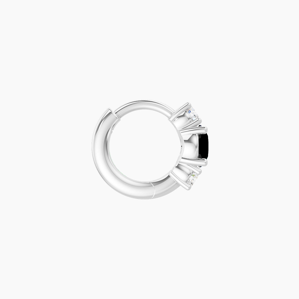 Grace | 18k White Gold 5 mm Trilogy Round Black Diamond & Diamond Hoop Piercing
