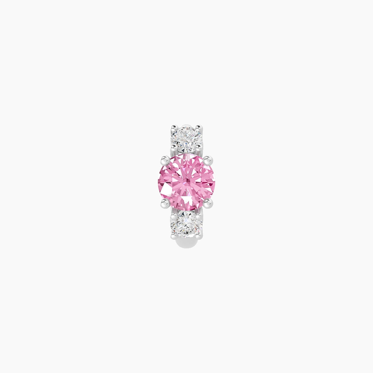 Grace | 18k White Gold 5 mm Trilogy Round Pink Sapphire & Diamond Hoop Piercing