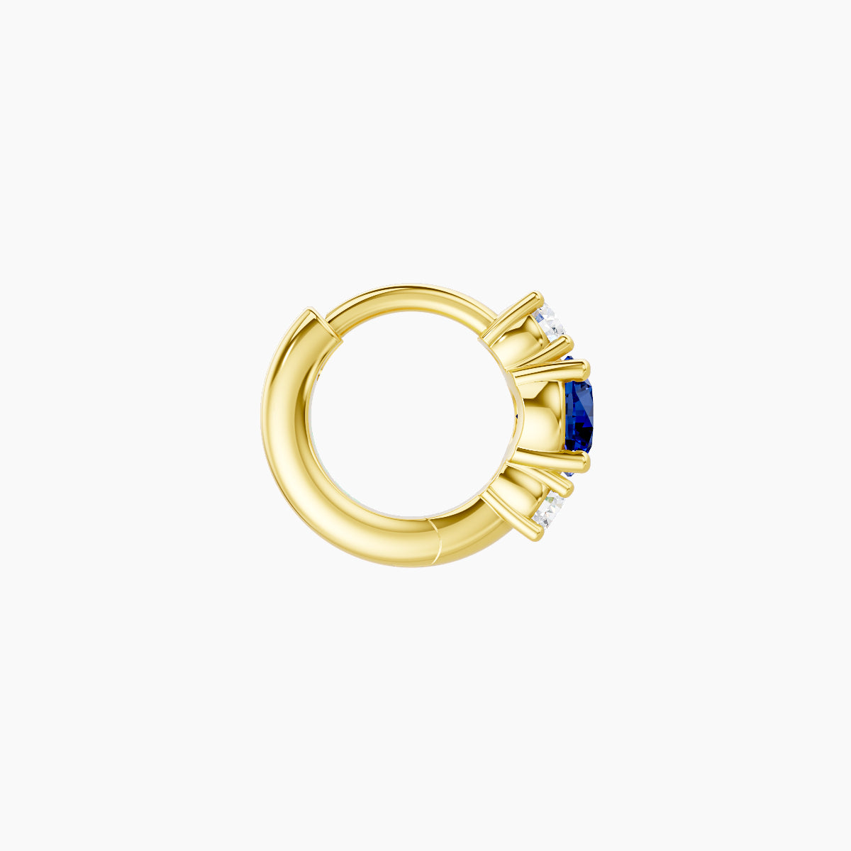 Grace | 18k Yellow Gold 5 mm Trilogy Round Sapphire & Diamond Hoop Piercing