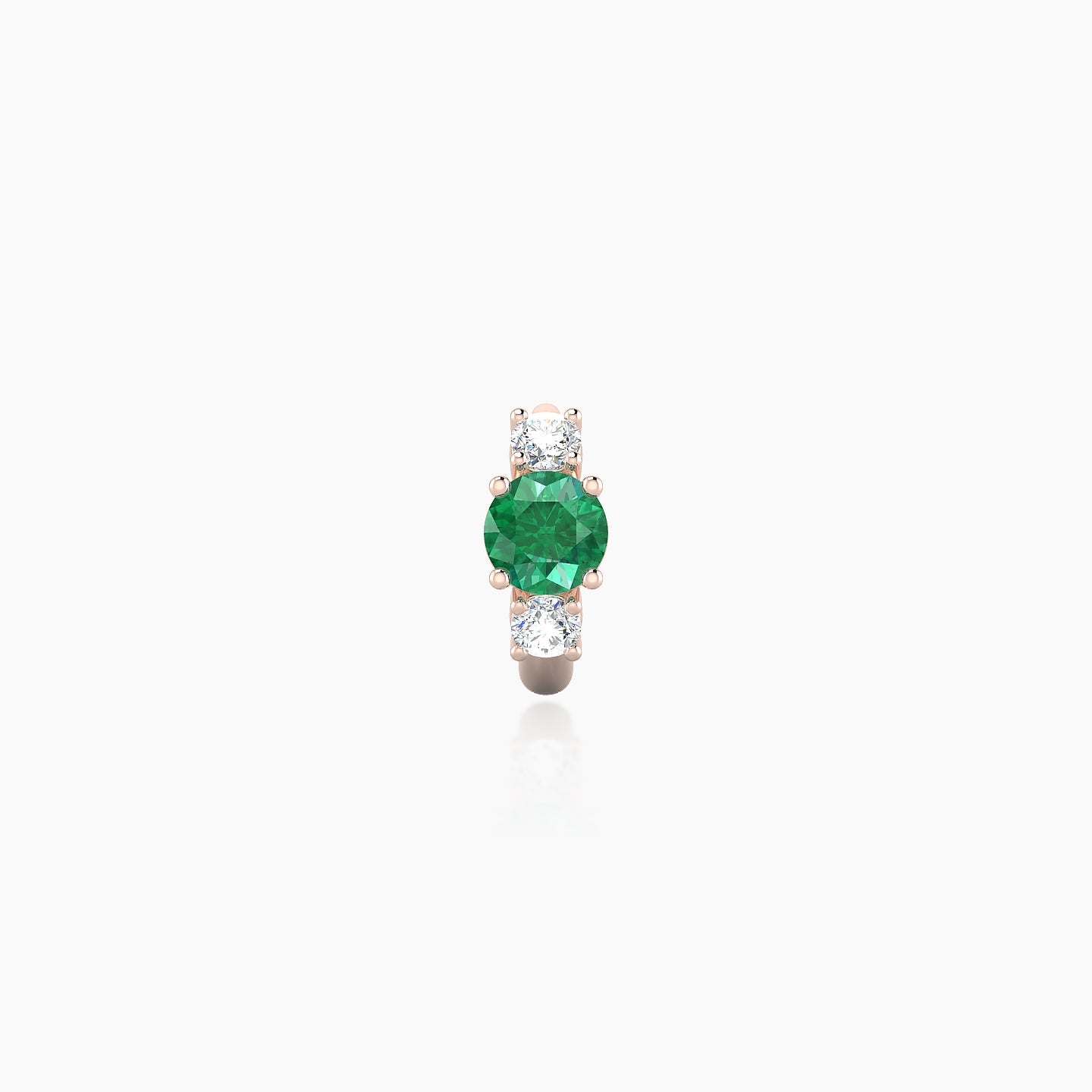 Grace | 18k Rose Gold 5 mm Trilogy Round Emerald & Diamond Hoop Piercing