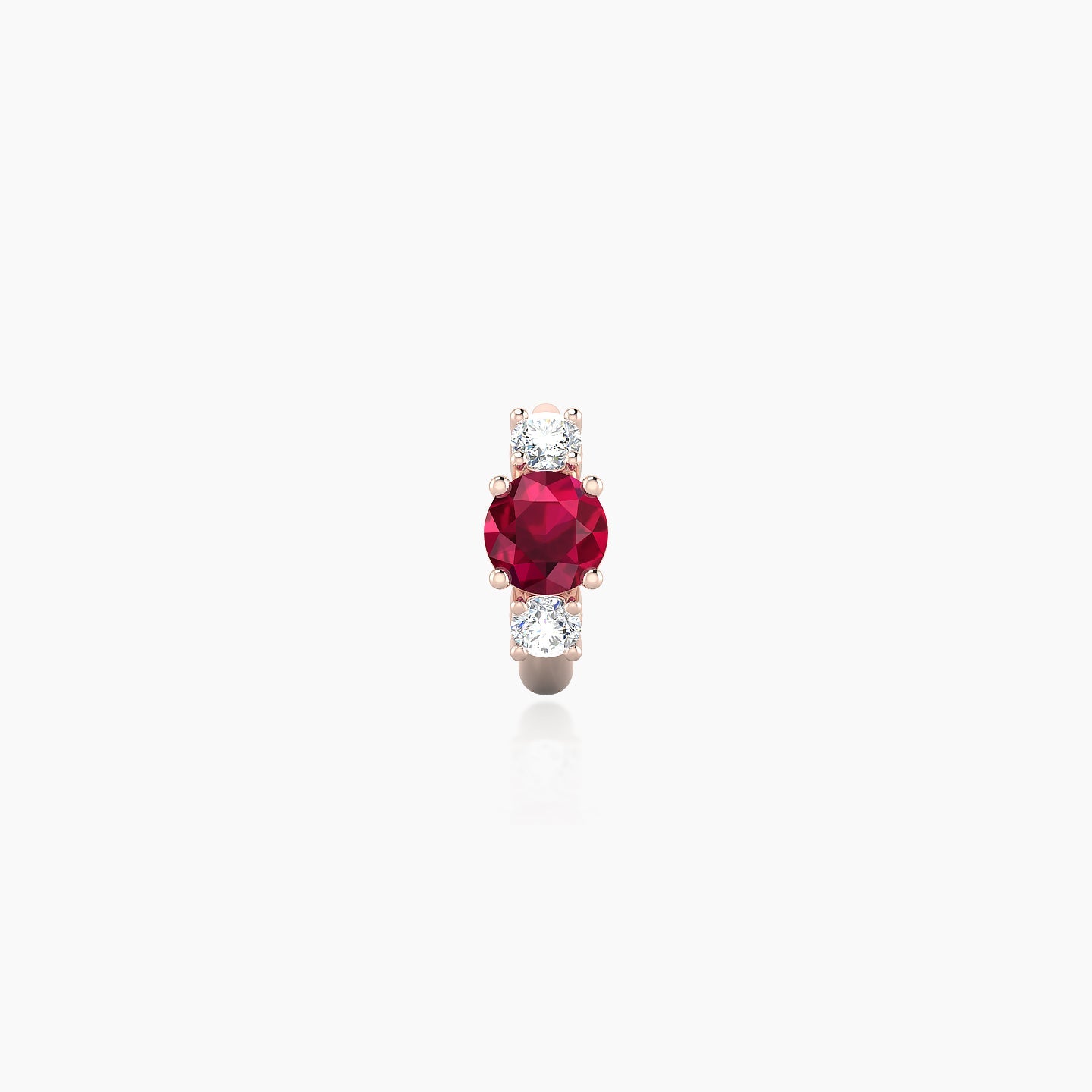 Grace | 18k Rose Gold 5 mm Trilogy Round Ruby & Diamond Hoop Piercing