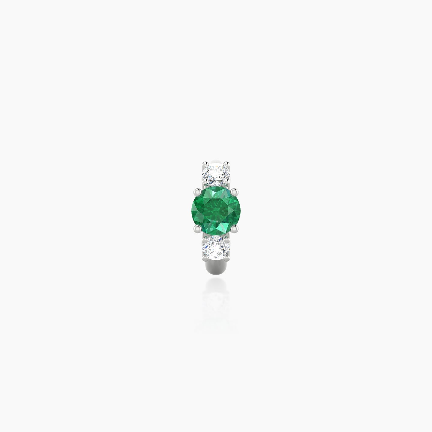 Grace | 18k White Gold 5 mm Trilogy Round Emerald & Diamond Hoop Piercing