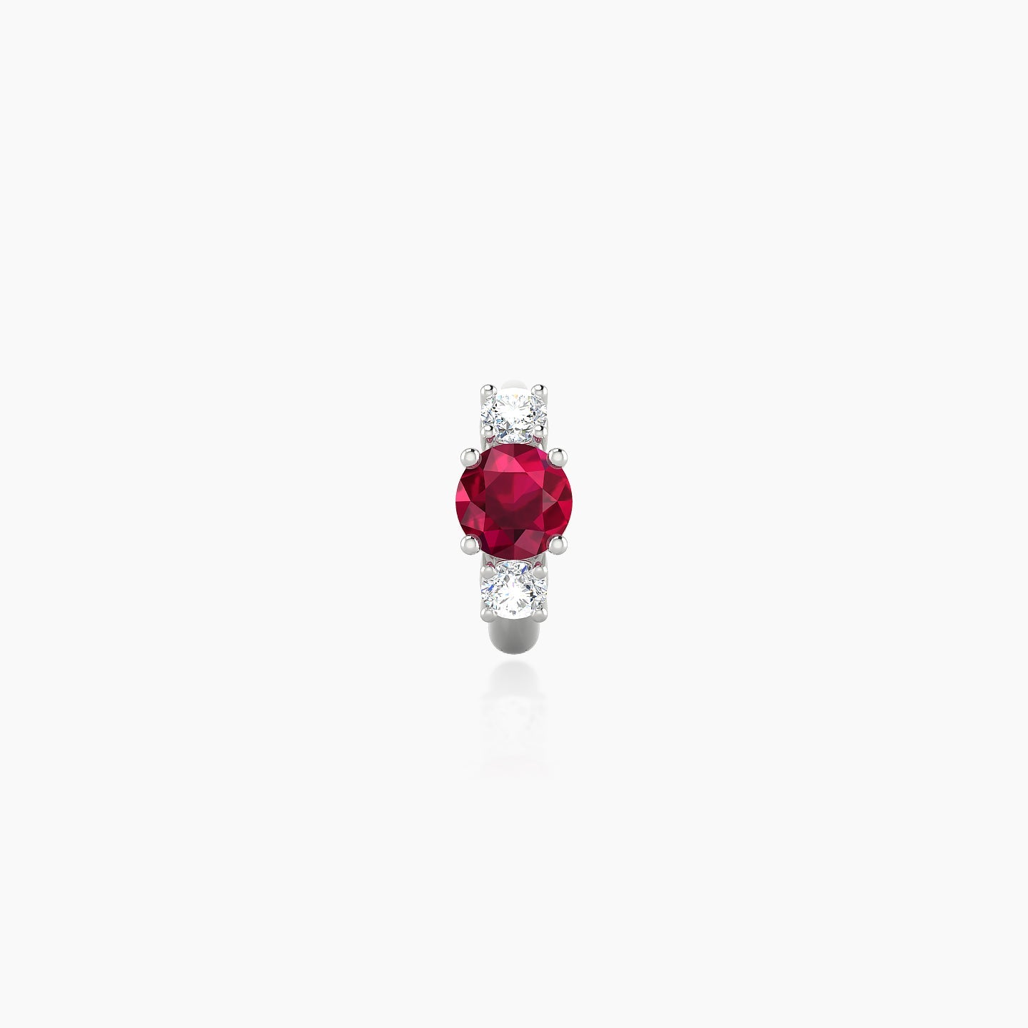 Grace | 18k White Gold 5 mm Trilogy Round Ruby & Diamond Hoop Piercing