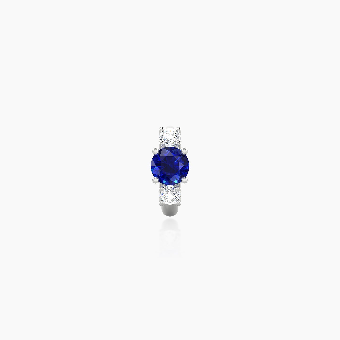 Grace | 18k White Gold 5 mm Trilogy Round Sapphire & Diamond Hoop Piercing