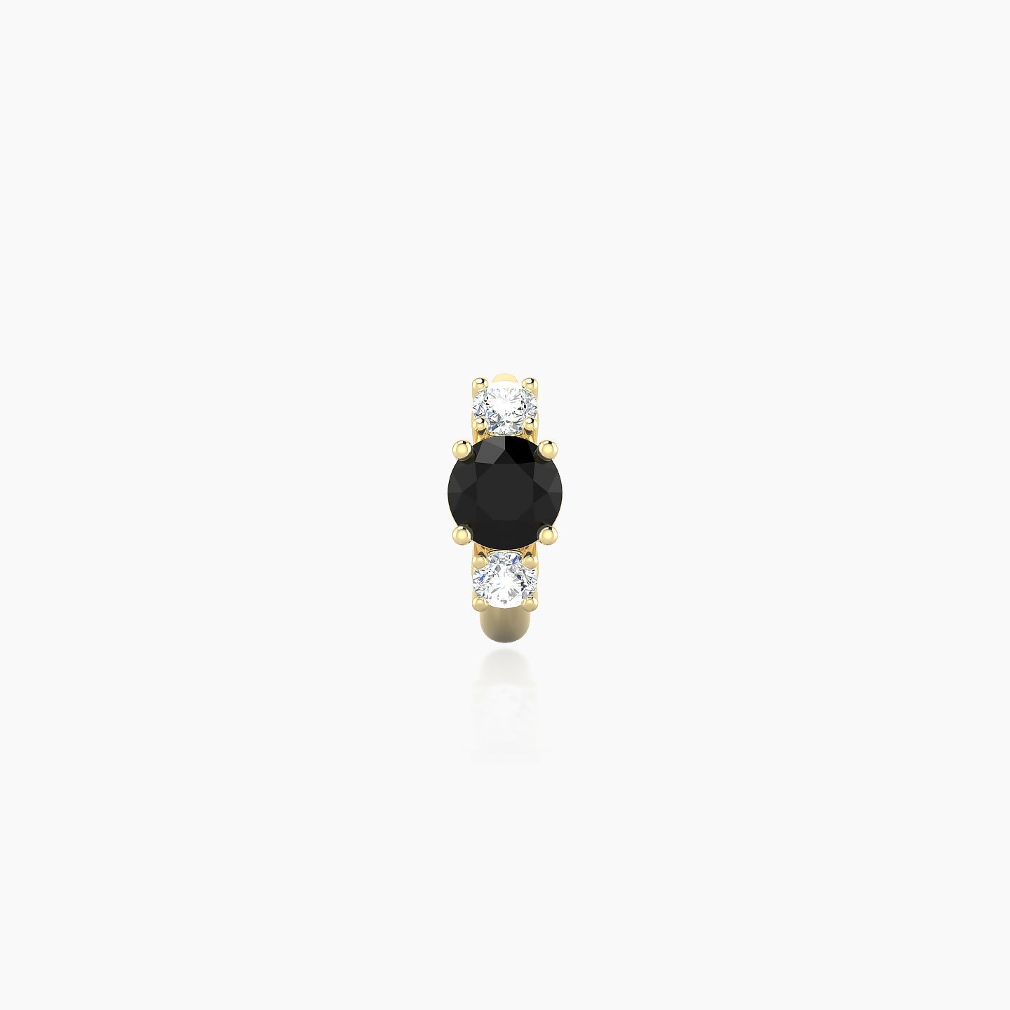 Grace | 18k Yellow Gold 5 mm Trilogy Round Black Diamond & Diamond Hoop Piercing