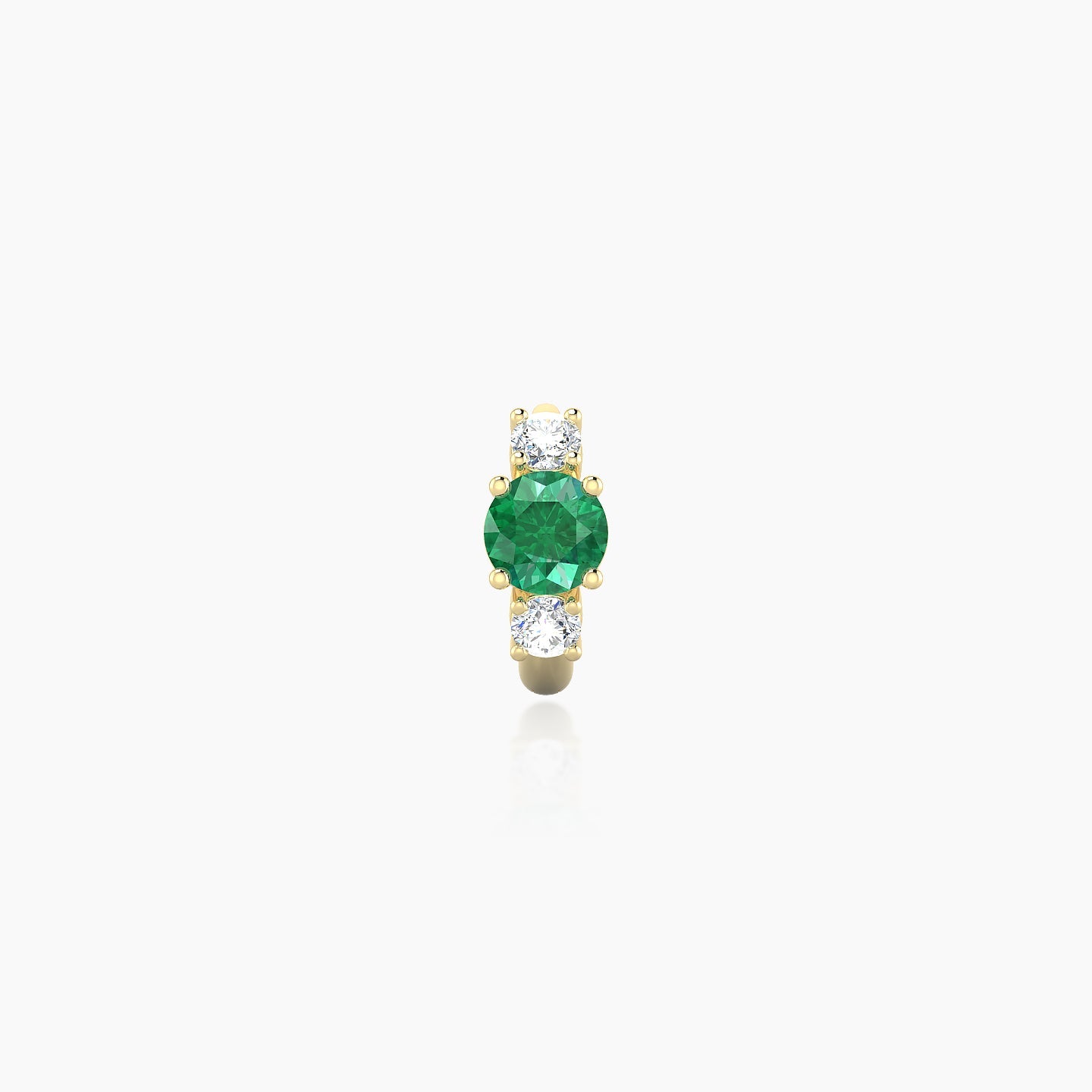 Grace | 18k Yellow Gold 5 mm Trilogy Round Emerald & Diamond Hoop Piercing