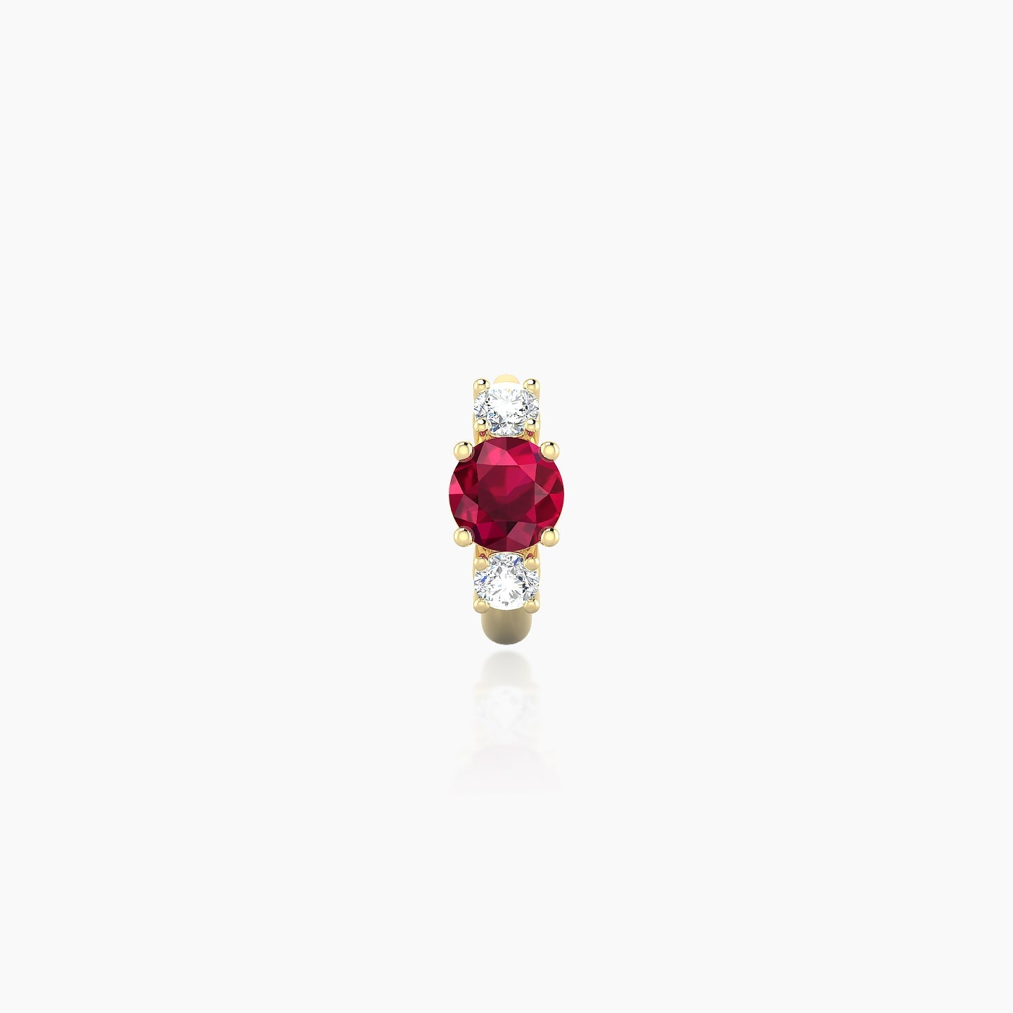 Grace | 18k Yellow Gold 5 mm Trilogy Round Ruby & Diamond Hoop Piercing