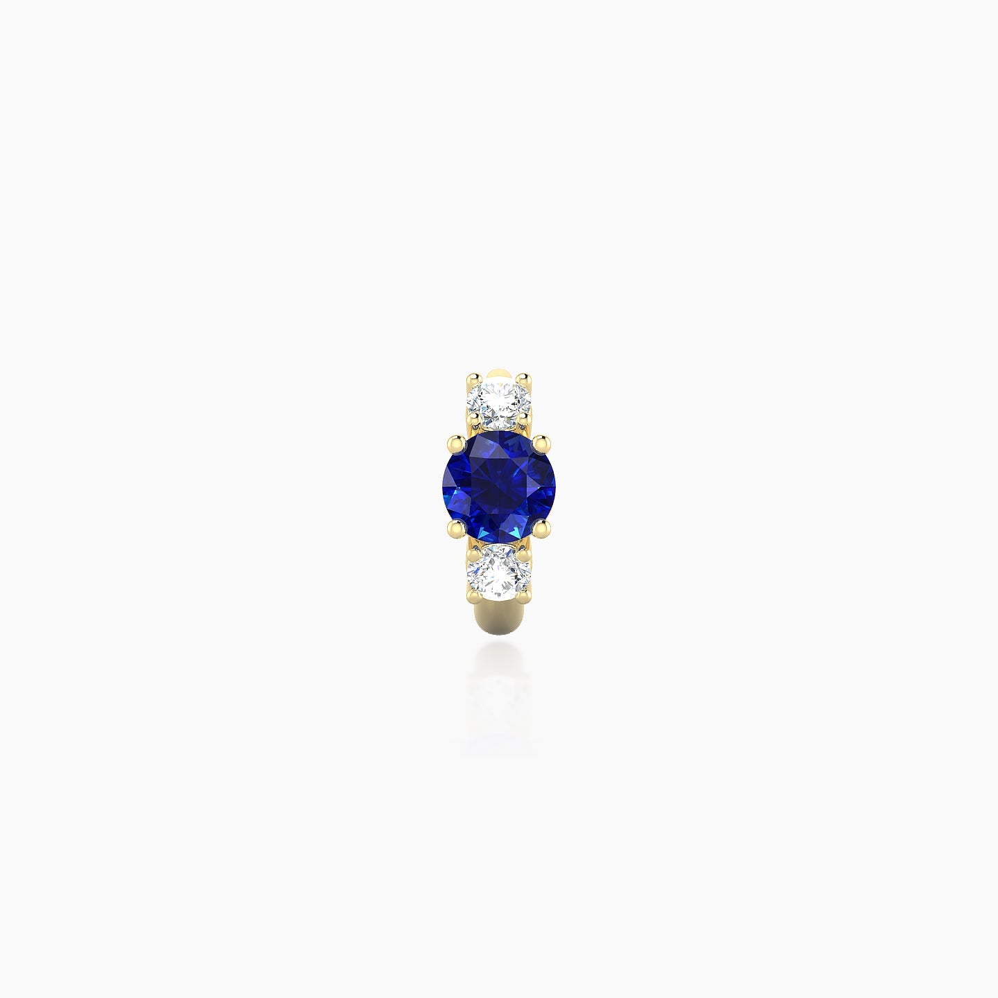 Grace | 18k Yellow Gold 5 mm Trilogy Round Sapphire & Diamond Hoop Piercing