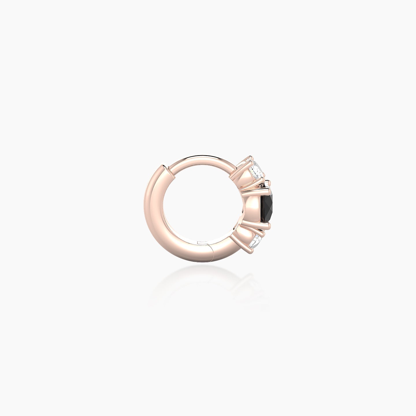 Grace | 18k Rose Gold 5 mm Trilogy Round Black Diamond & Diamond Hoop Piercing