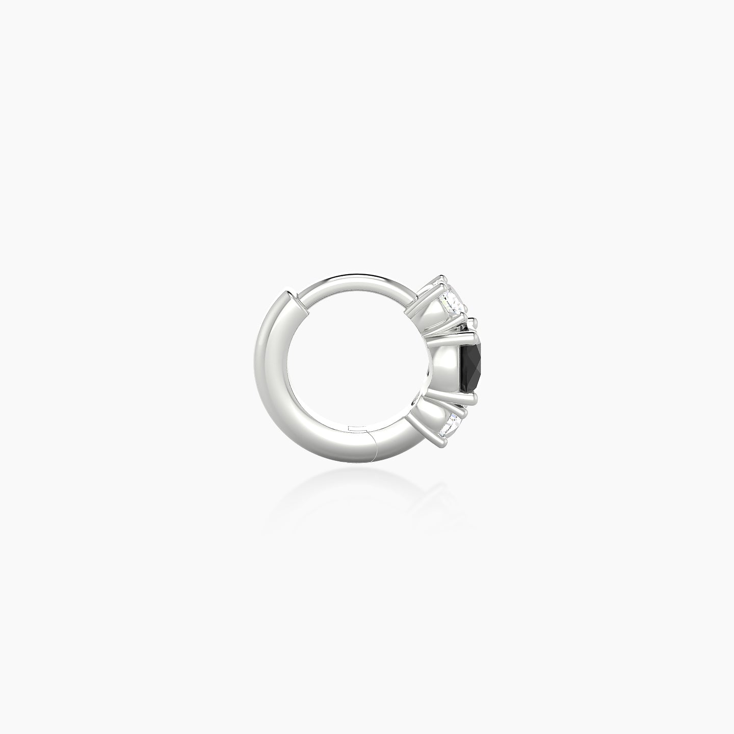 Grace | 18k White Gold 5 mm Trilogy Round Black Diamond & Diamond Hoop Piercing