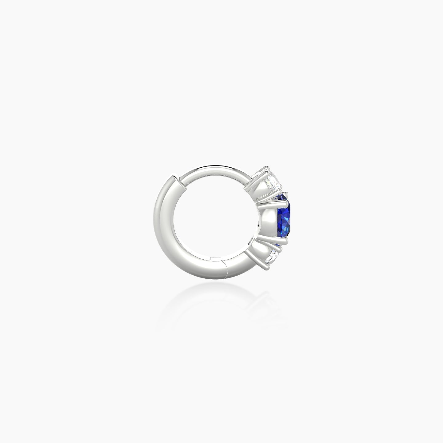 Grace | 18k White Gold 5 mm Trilogy Round Sapphire & Diamond Hoop Piercing