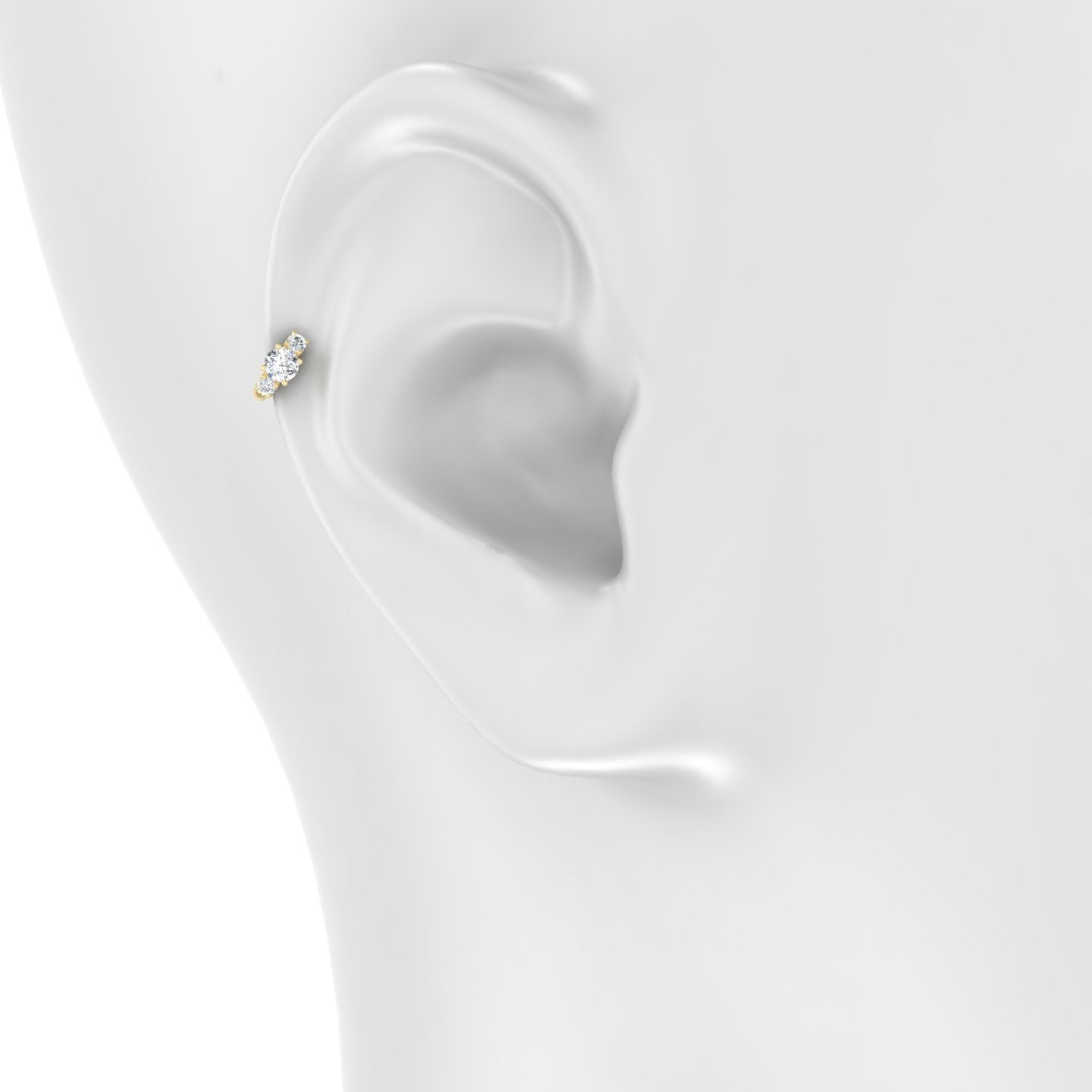 Grace | 18k Yellow Gold 5 mm Trilogy Round Diamond Hoop Piercing