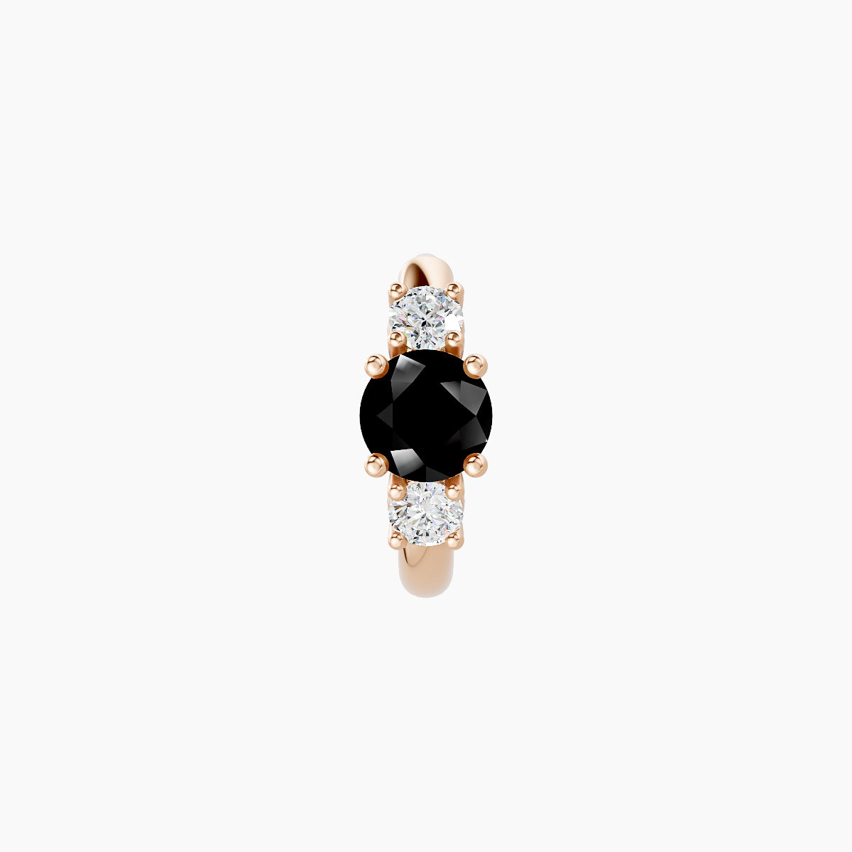 Grace | 18k Rose Gold 6.5 mm Trilogy Round Black Diamond & Diamond Hoop Piercing