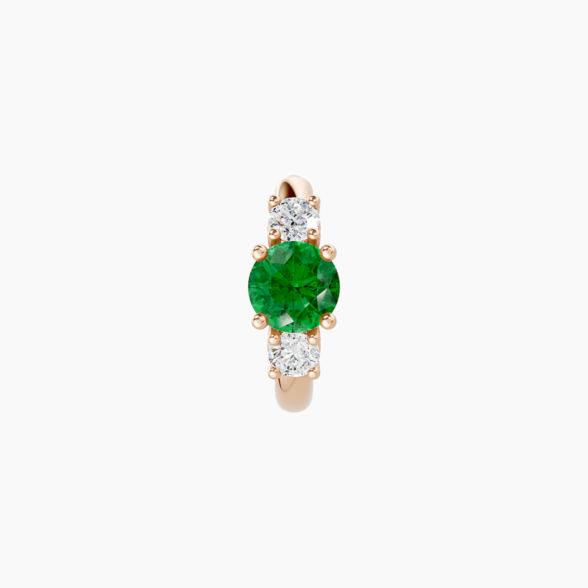 Grace | 18k Rose Gold 6.5 mm Trilogy Round Emerald & Diamond Hoop Piercing