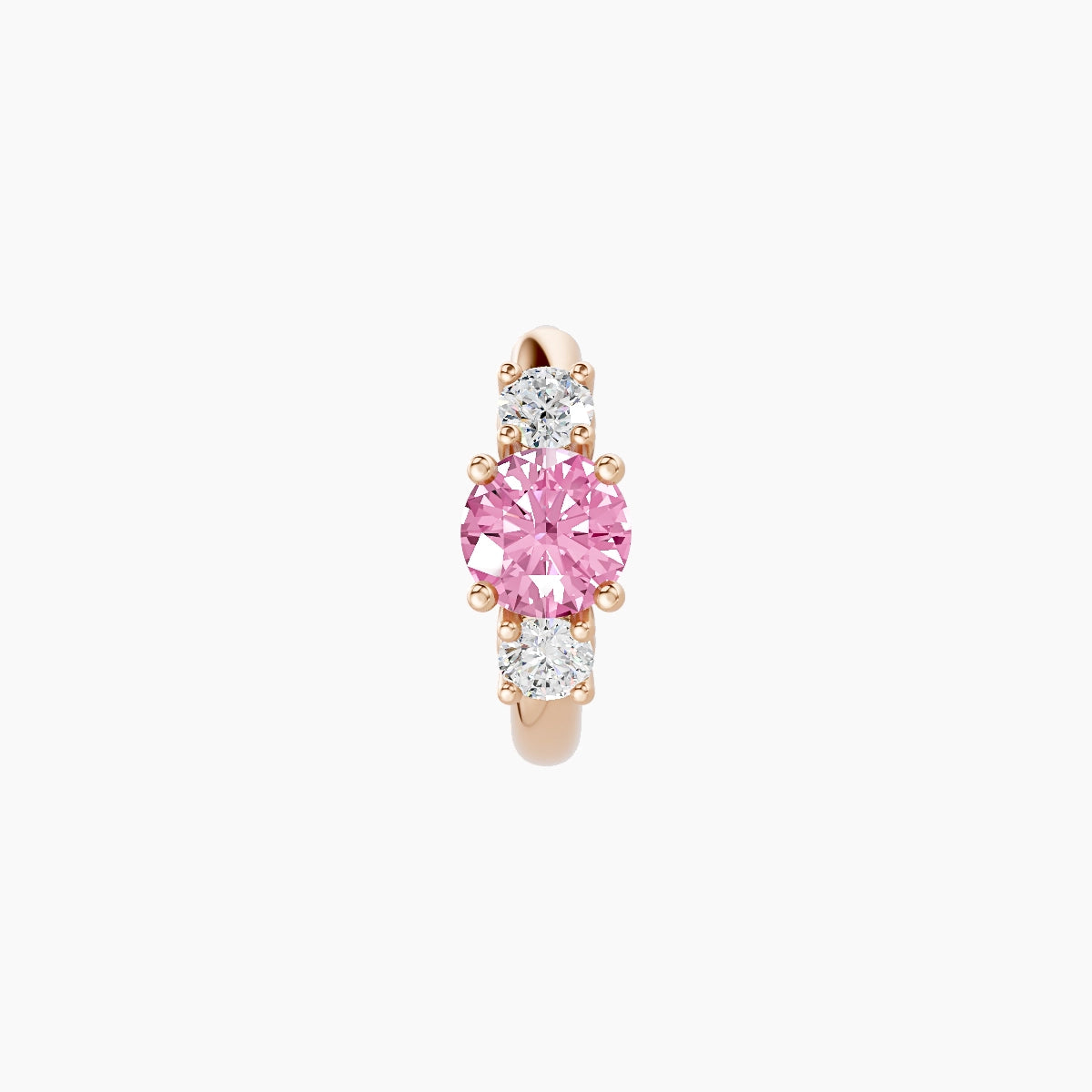 Grace | 18k Rose Gold 6.5 mm Trilogy Round Pink Sapphire & Diamond Hoop Piercing