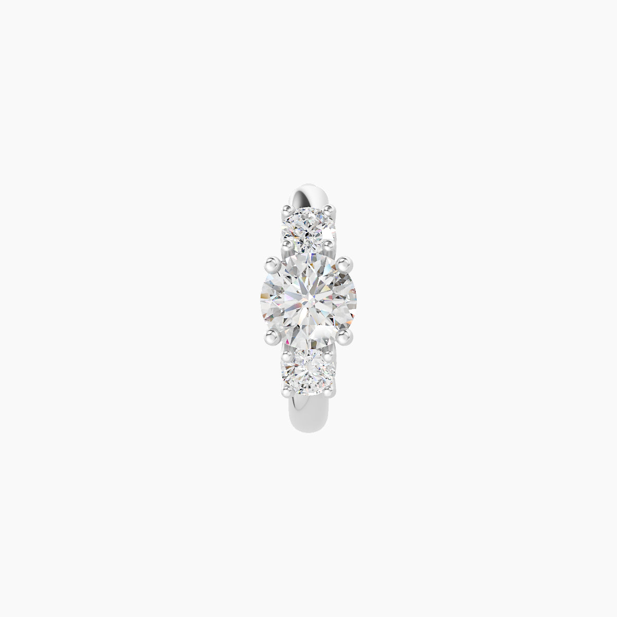 Grace | 18k White Gold 6.5 mm Trilogy Round Diamond Hoop Piercing