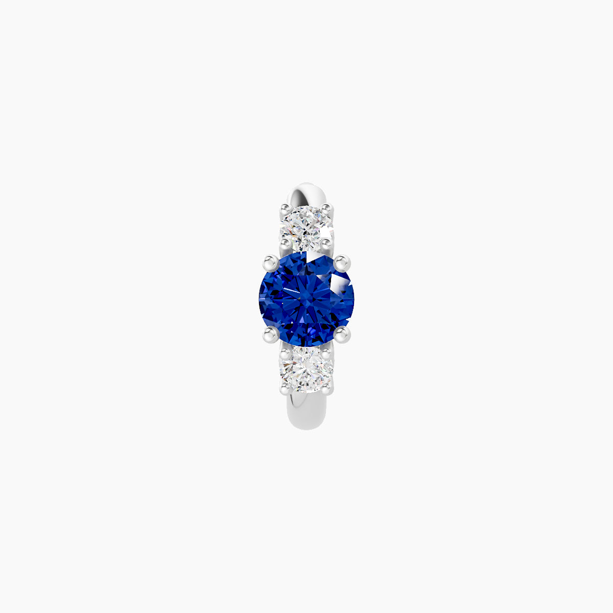 Grace | 18k White Gold 6.5 mm Trilogy Round Sapphire & Diamond Hoop Piercing