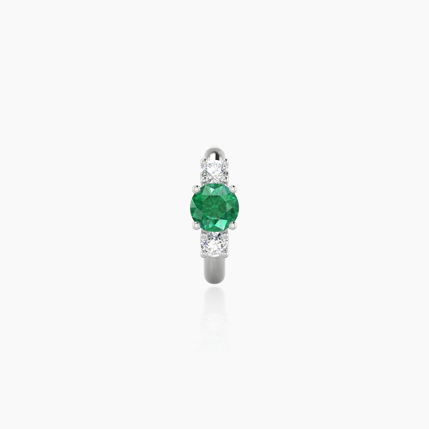 Grace | 18k White Gold 6.5 mm Trilogy Round Emerald & Diamond Hoop Piercing