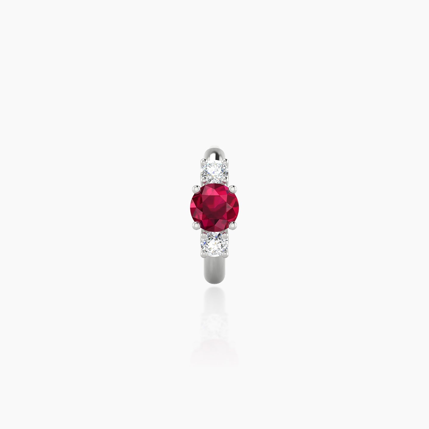 Grace | 18k White Gold 6.5 mm Trilogy Round Ruby & Diamond Hoop Piercing