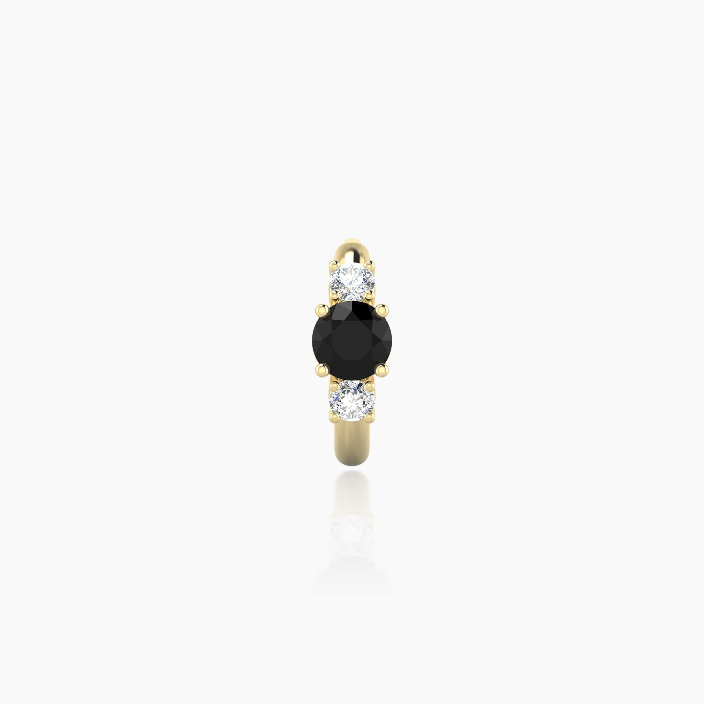 Grace | 18k Yellow Gold 6.5 mm Trilogy Round Black Diamond & Diamond Hoop Piercing