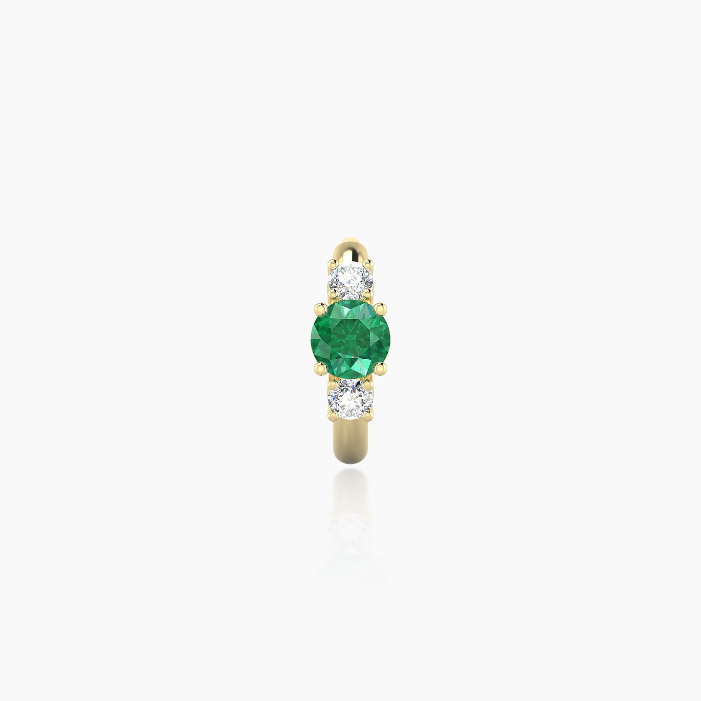 Grace | 18k Yellow Gold 6.5 mm Trilogy Round Emerald & Diamond Hoop Piercing