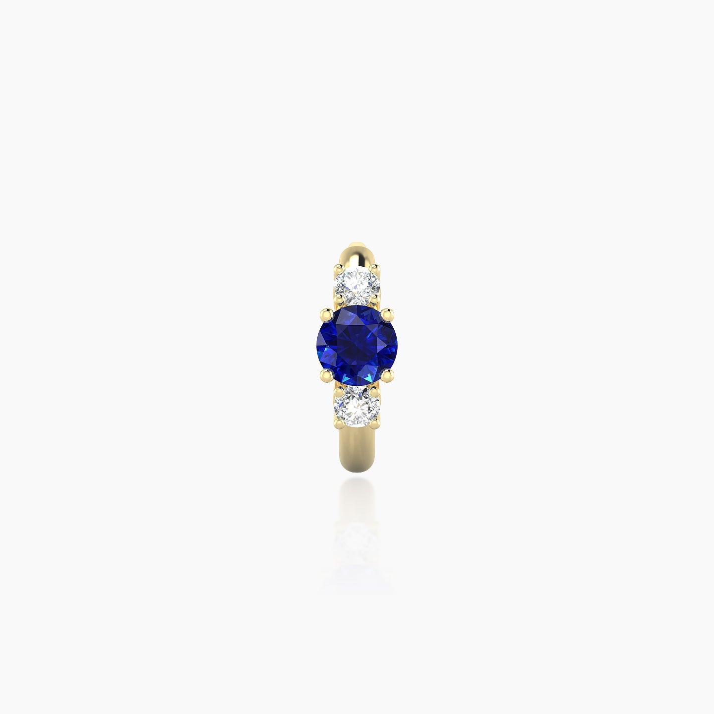 Grace | 18k Yellow Gold 6.5 mm Trilogy Round Sapphire & Diamond Hoop Piercing