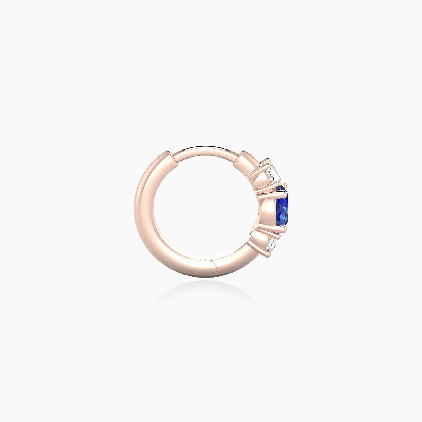 Grace | 18k Rose Gold 6.5 mm Trilogy Round Sapphire & Diamond Hoop Piercing