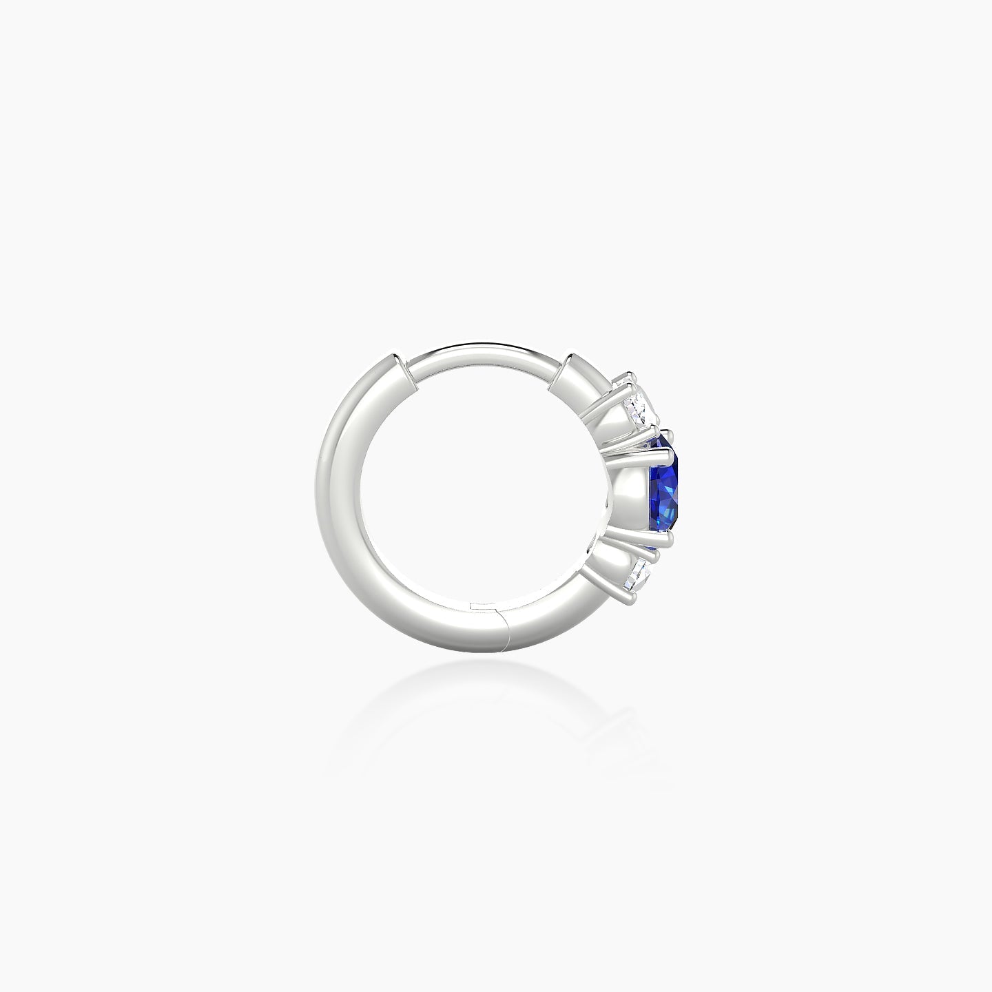 Grace | 18k White Gold 6.5 mm Trilogy Round Sapphire & Diamond Hoop Piercing