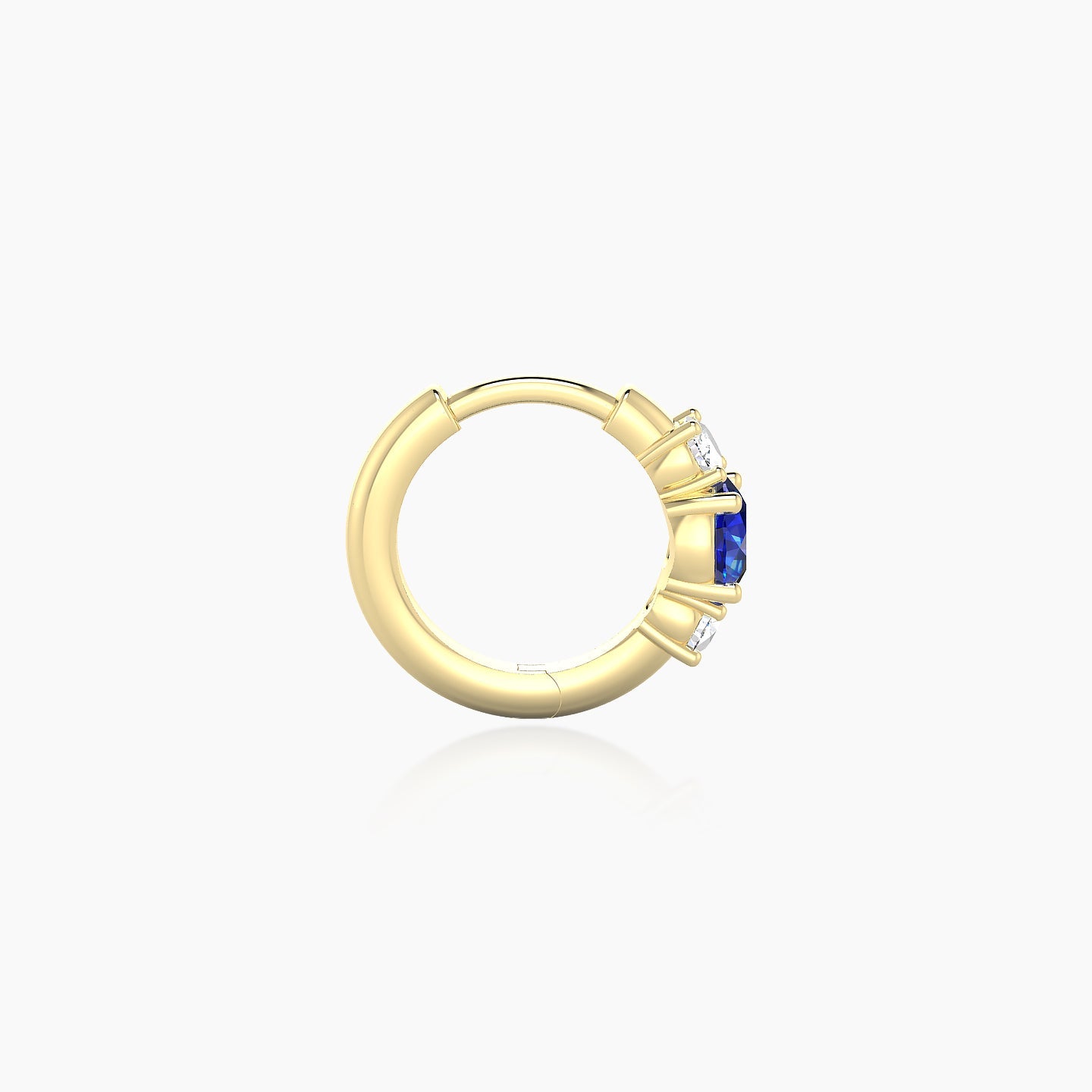 Grace | 18k Yellow Gold 6.5 mm Trilogy Round Sapphire & Diamond Hoop Piercing