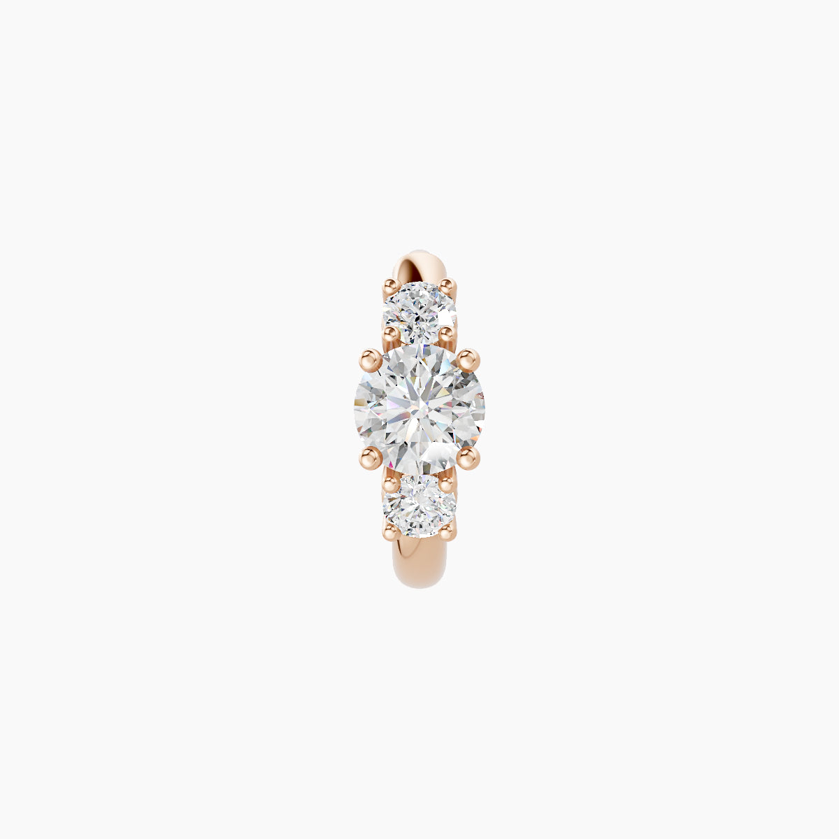 Grace | 18k Rose Gold 6.5 mm Trilogy Round Diamond Nose Ring Piercing
